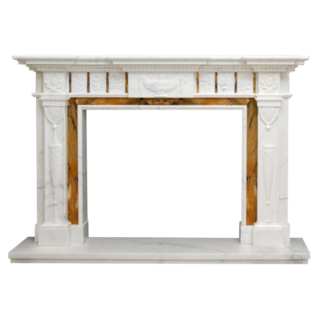 White Marble Fireplace Mantle Surrounds, Made to Order For Sale