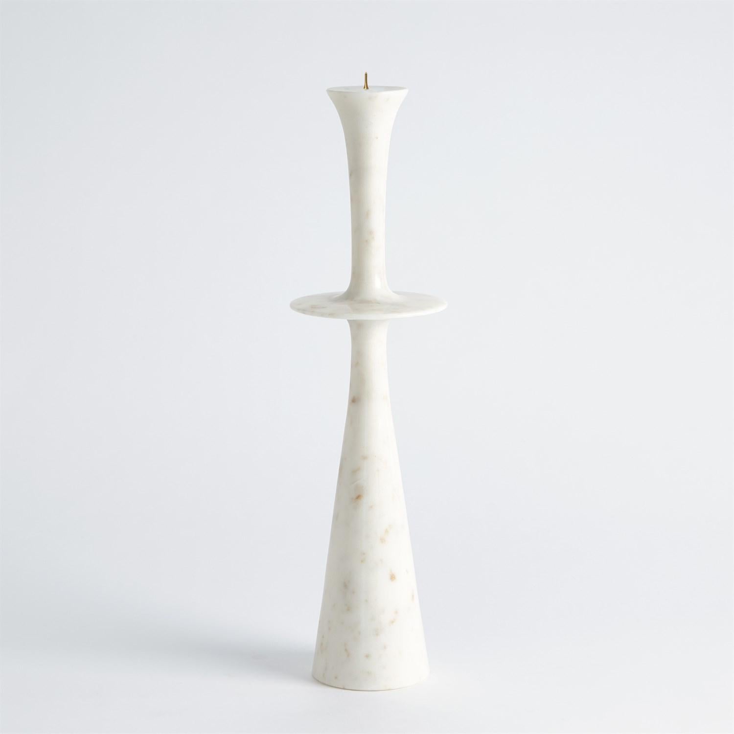 Modern White Marble Flair Candle Stand For Sale