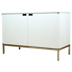White Marble Florence Knoll Credenza 95, 2-Door Sideboard Cabinet
