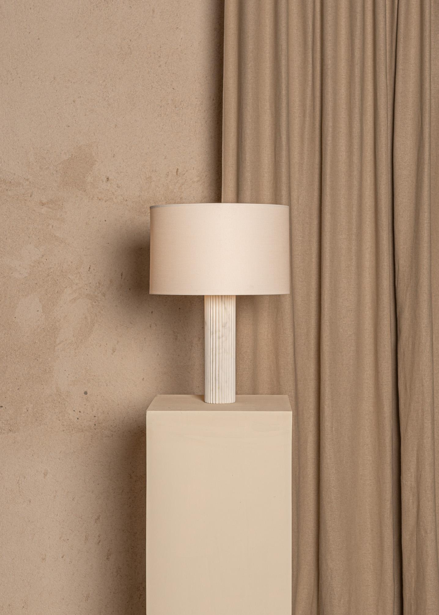 Post-Modern White Marble Fluta Table Lamp by Simone & Marcel For Sale