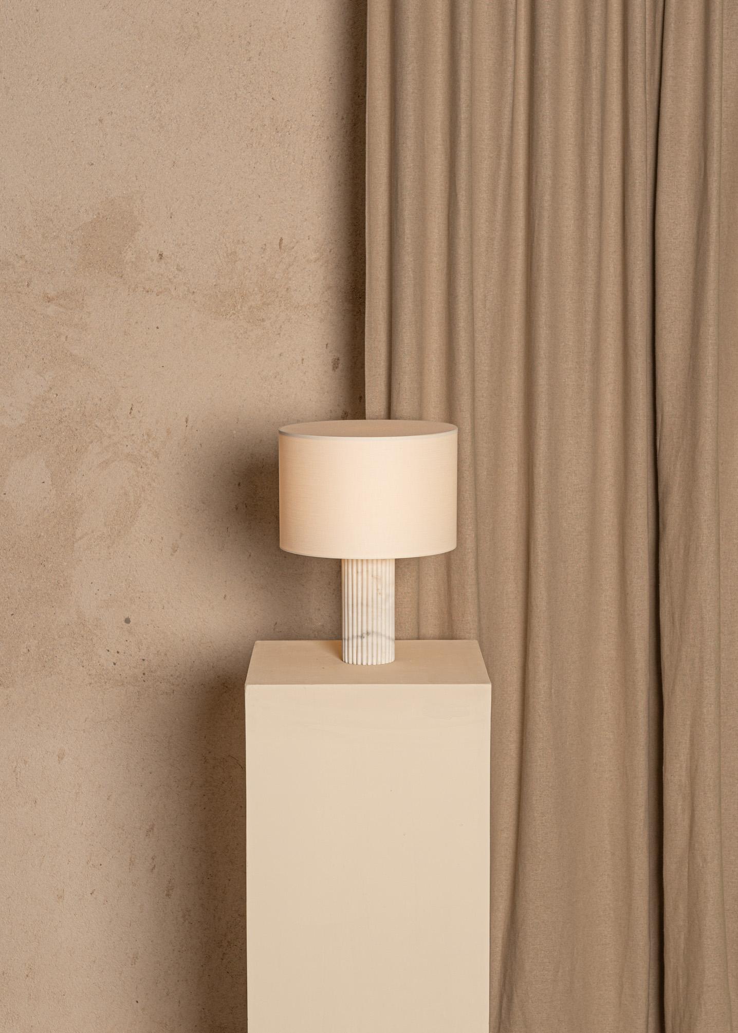 Spanish White Marble Flutita Table Lamp by Simone & Marcel For Sale