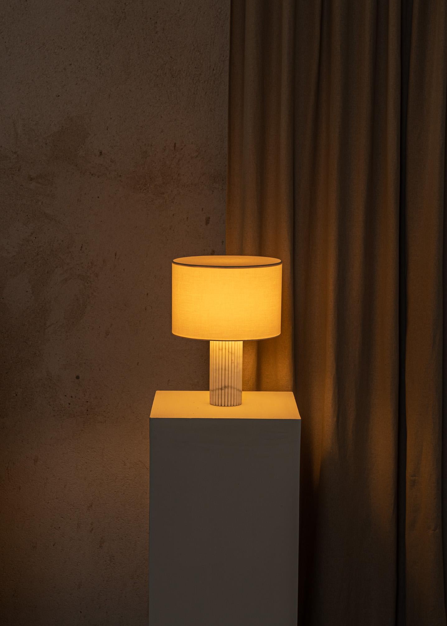 Other White Marble Flutita Table Lamp by Simone & Marcel For Sale