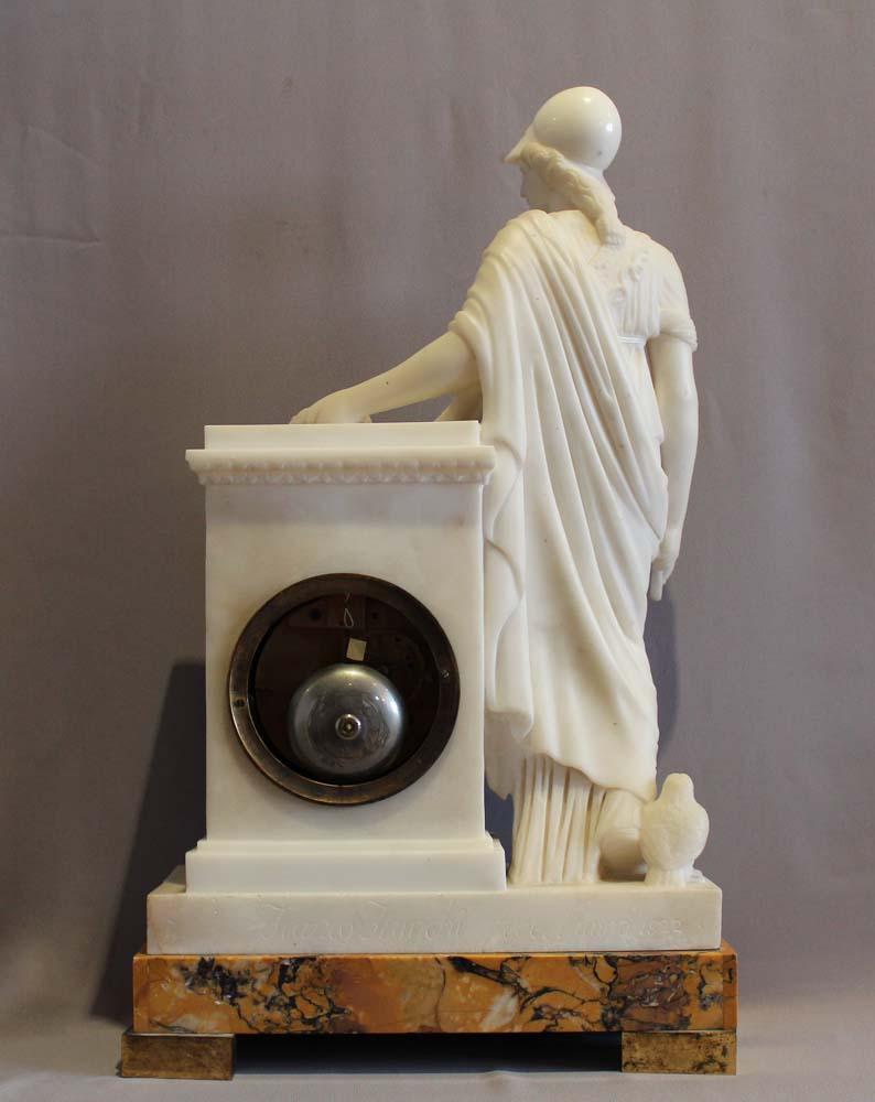 White Marble French Clock, Dial Signed Lepaute, Marble Signed Franco Franchi In Good Condition For Sale In London, GB