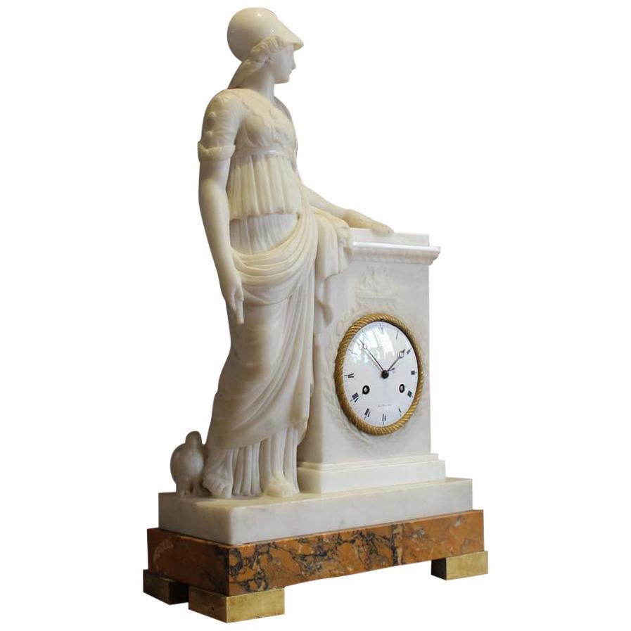 White Marble French Clock, Dial Signed Lepaute, Marble Signed Franco Franchi