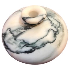 White Marble from Carrara Urn Candlestick Vase, Italy