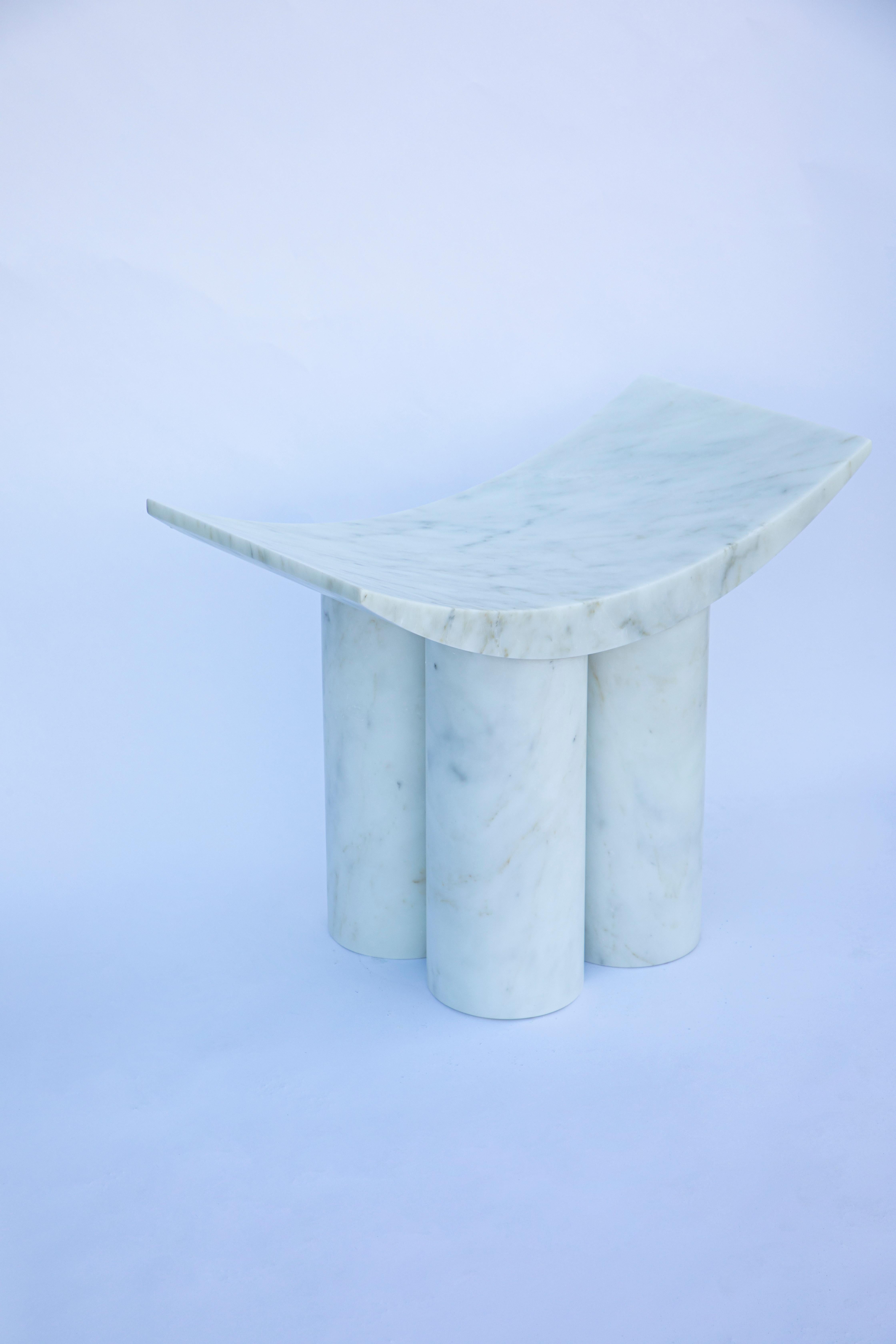 white marble stool