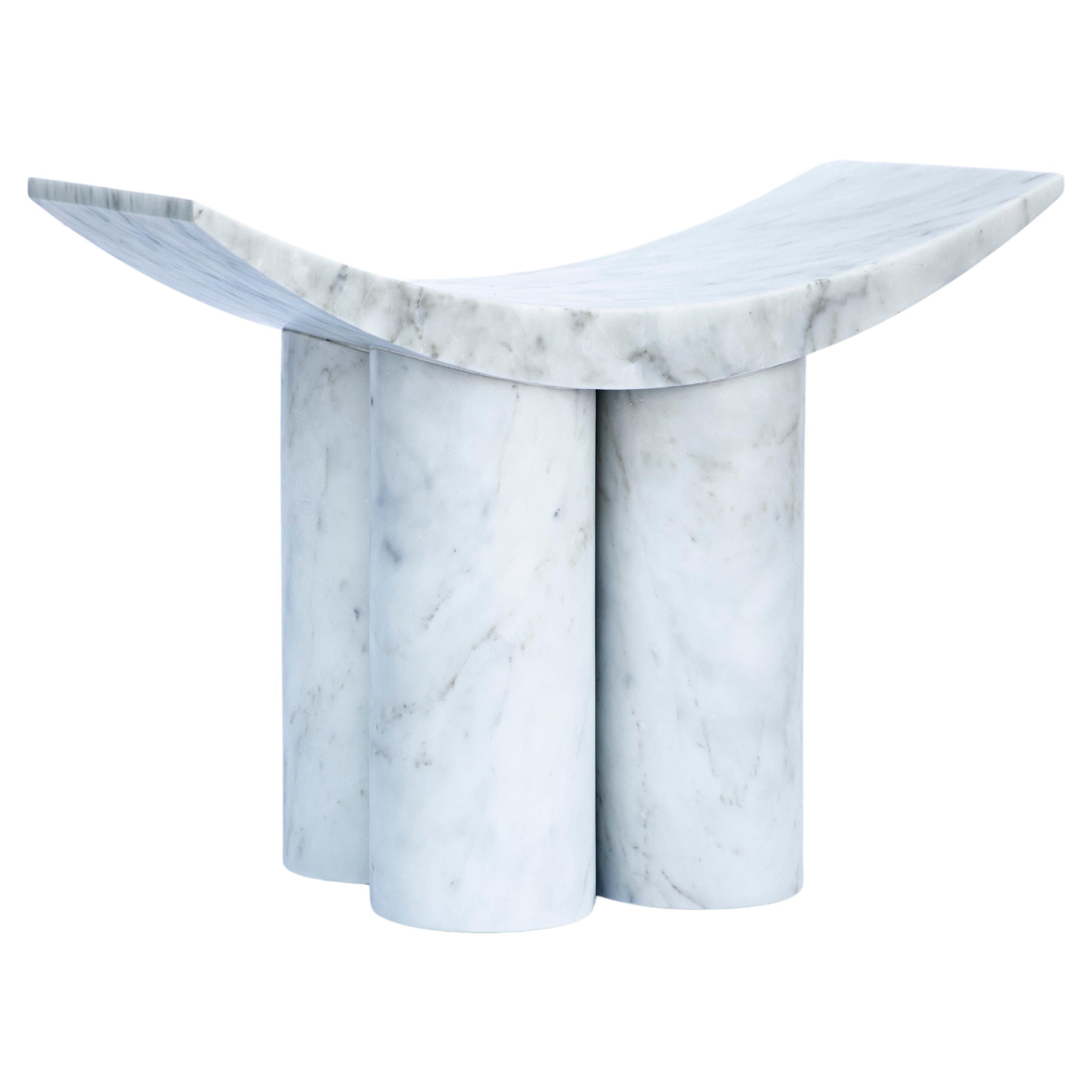 White Marble Gamma Stool by Pietro Franceschini For Sale