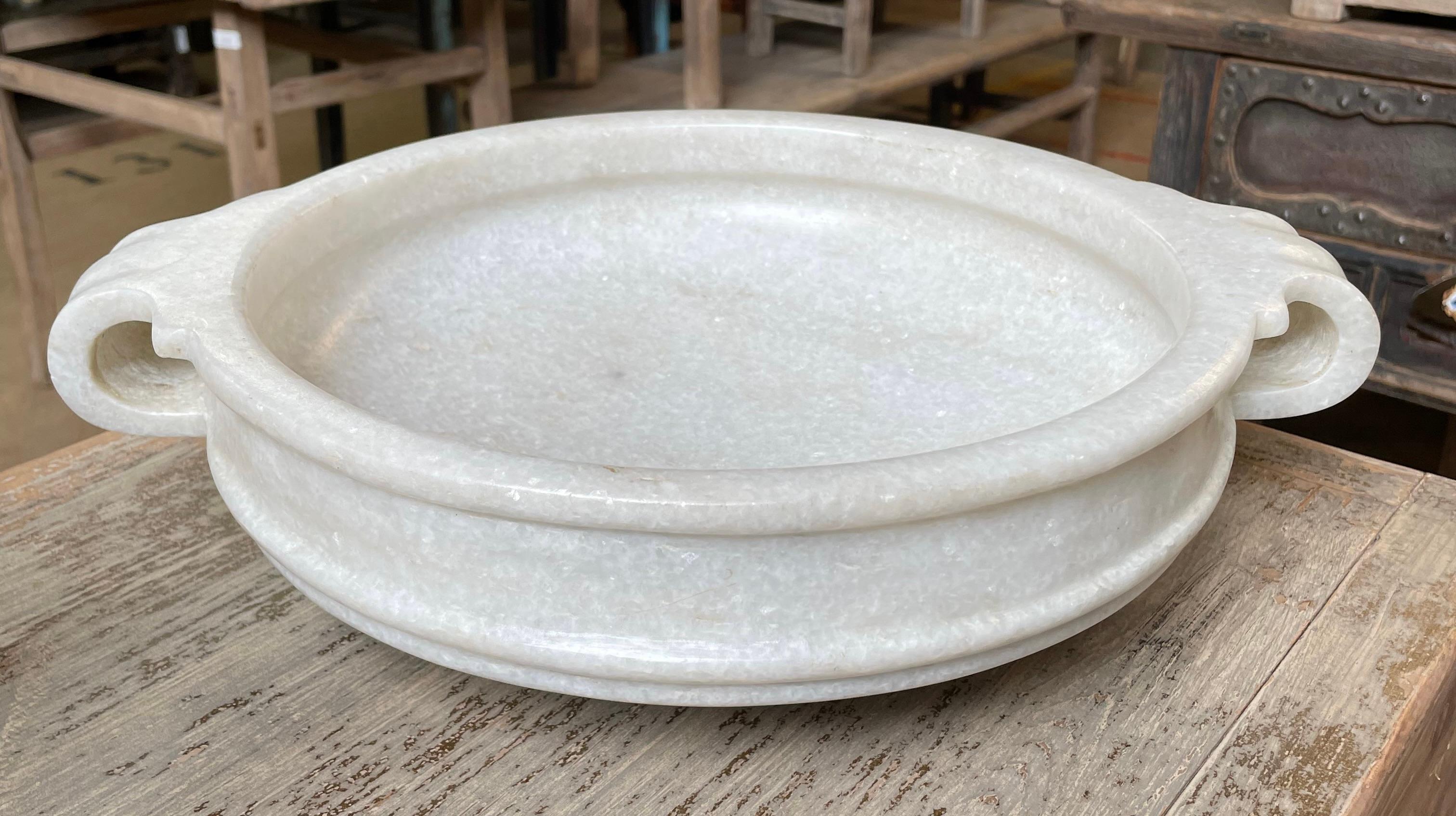 White Marble Handled Bowl, India, Contemporary For Sale 1