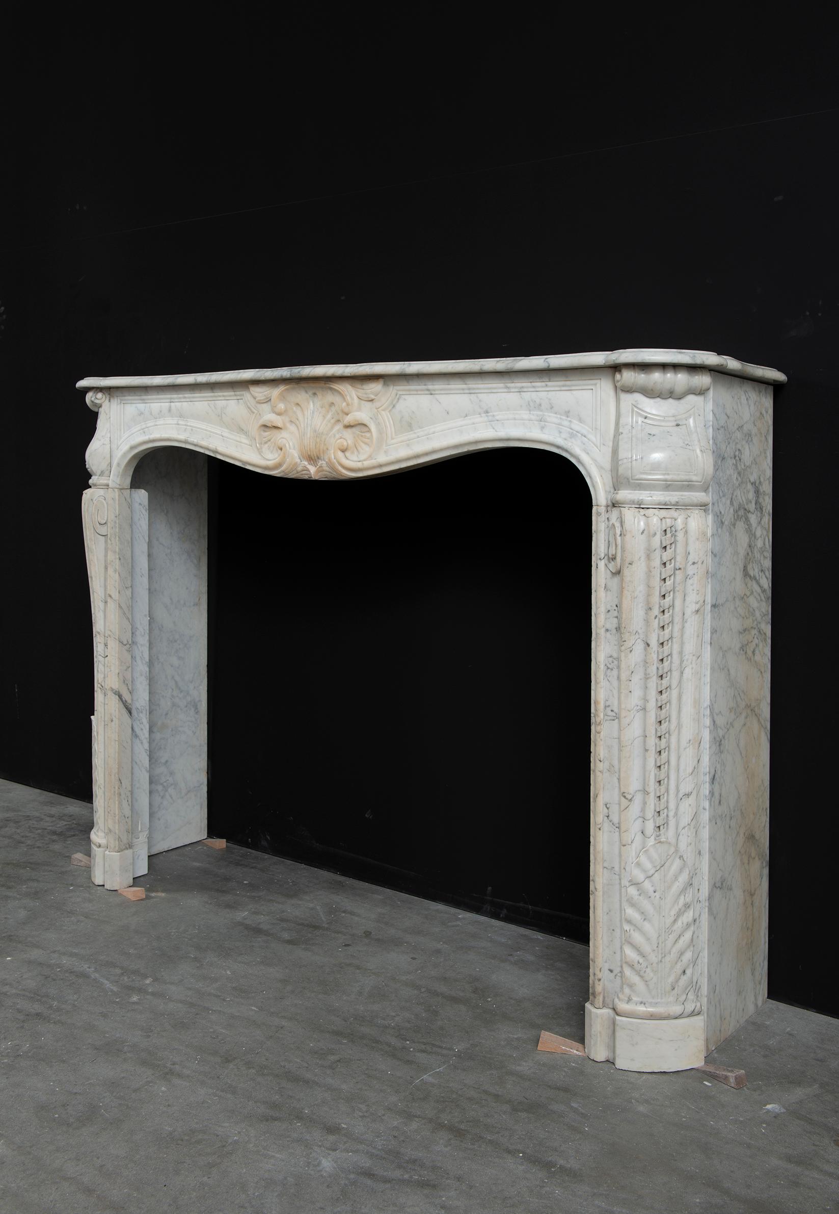 White Marble Louis XV Fireplace Mantel For Sale 6