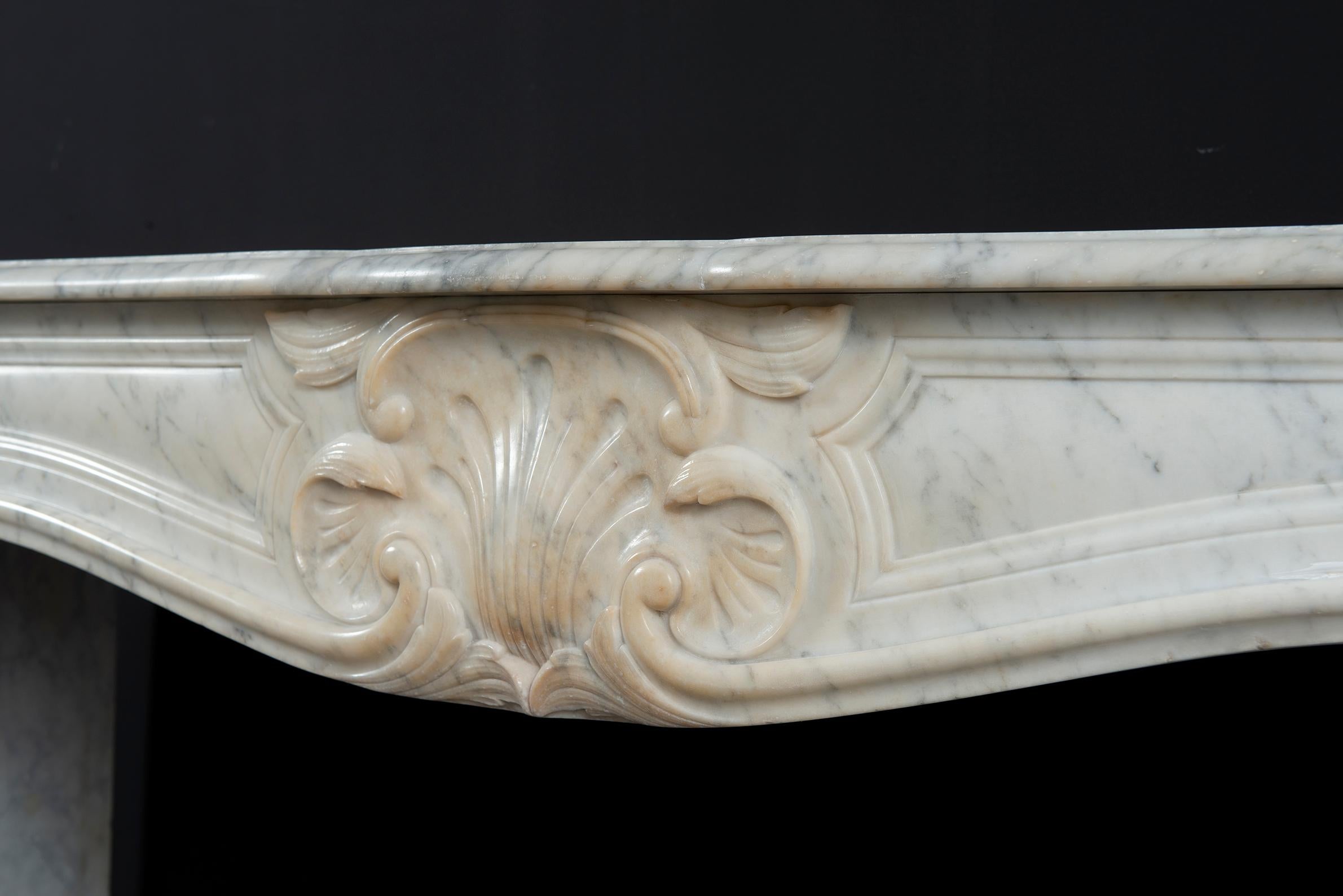 White Marble Louis XV Fireplace Mantel For Sale 8