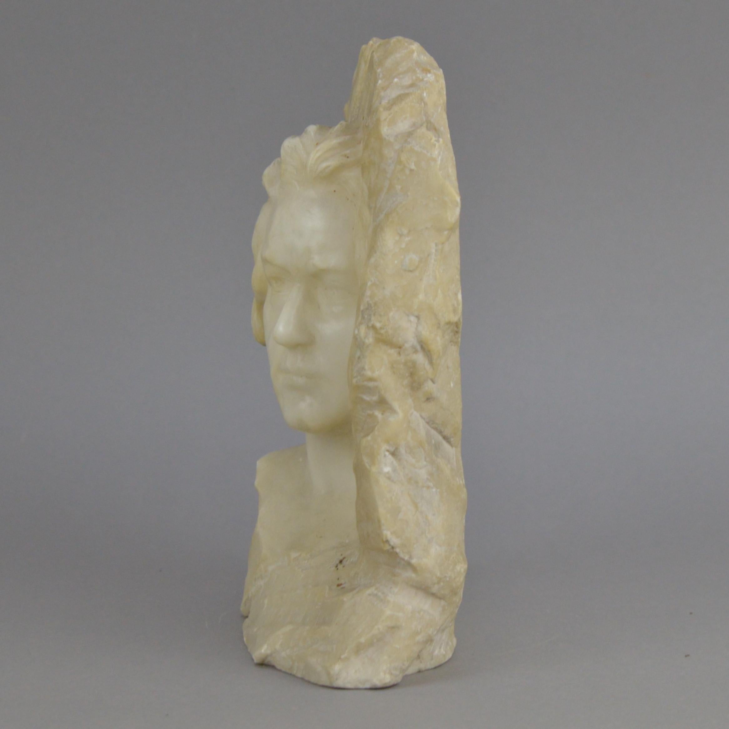 Belgian White Marble Low Relief Sculpture Portrait of a Man For Sale