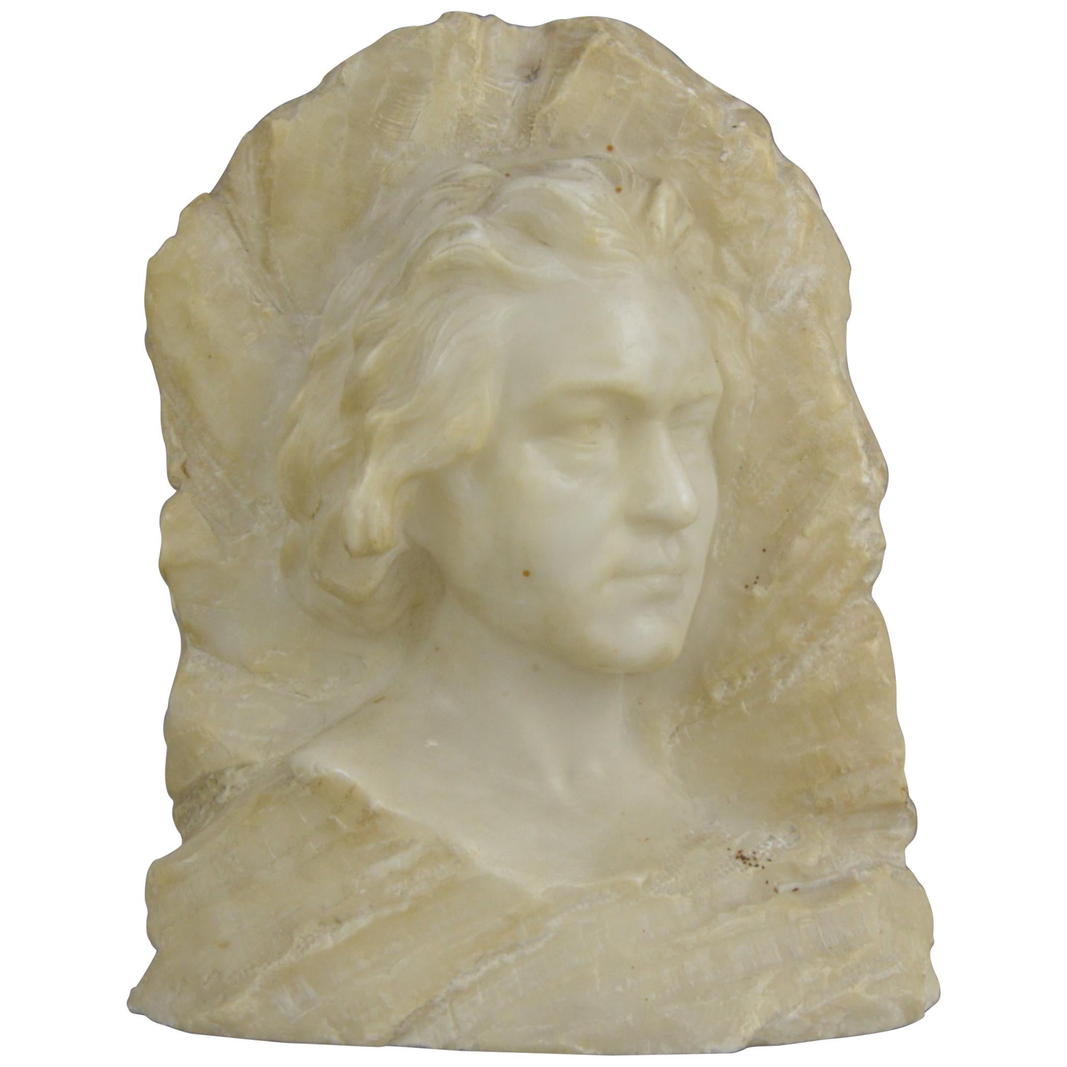 White Marble Low Relief Sculpture Portrait of a Man For Sale