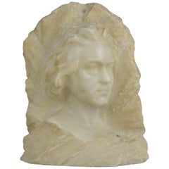 White Marble Low Relief Sculpture Portrait of a Man