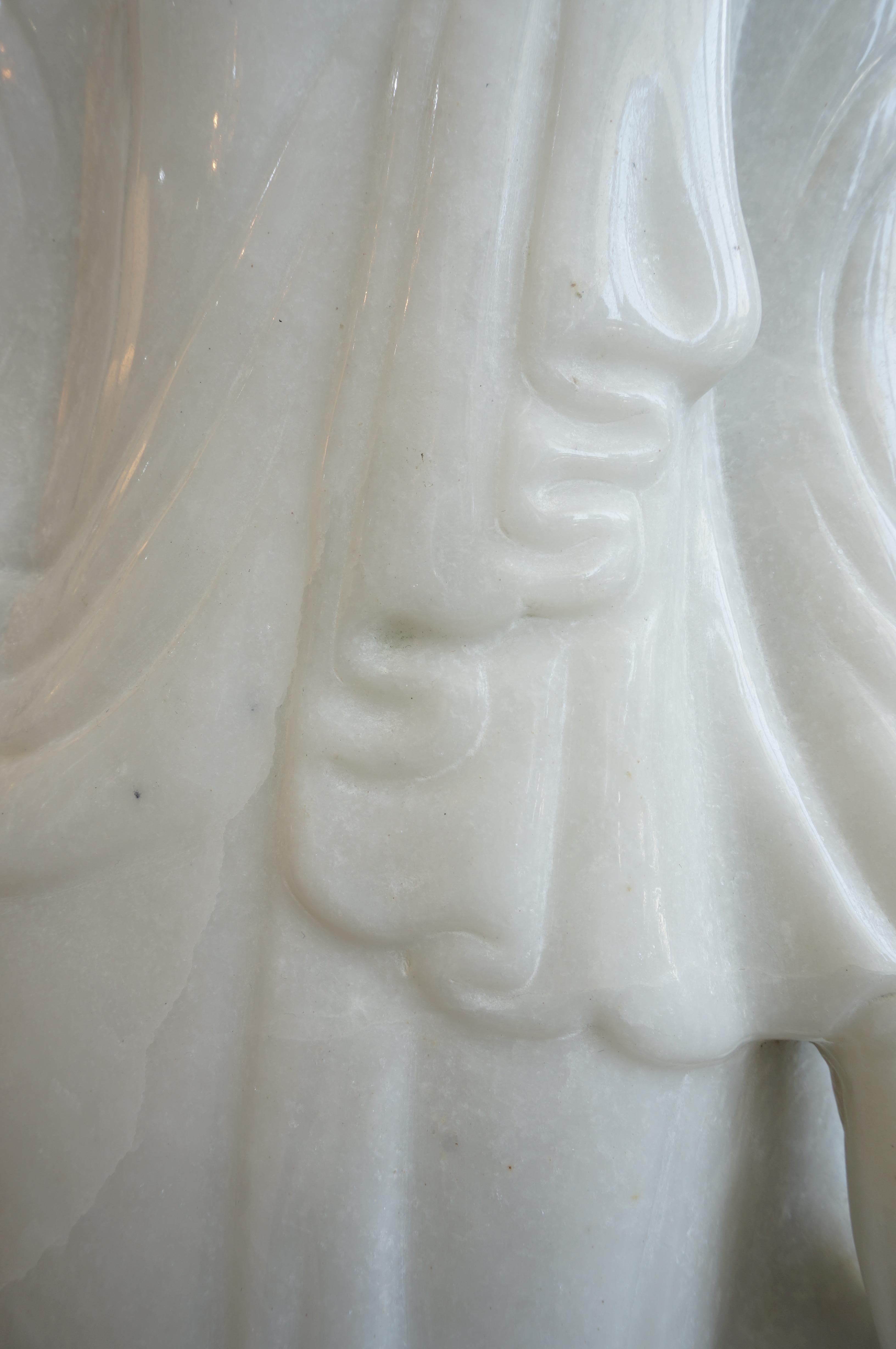 White Marble Mandalay Style Standing Buddha For Sale 1