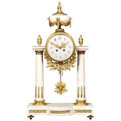 White Marble Mantle Clock by Julien Le Roy Paris