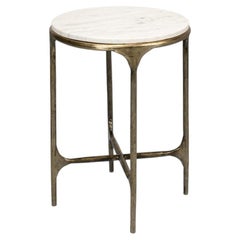 White Marble Martini Table on Brass Legs