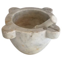White Marble Mortar with Pestle, French, 18th Century