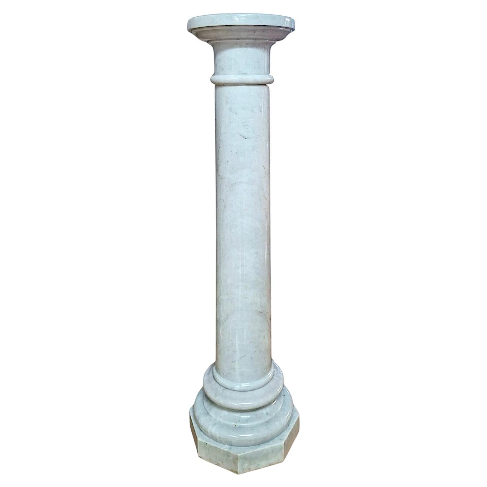 White Marble Neoclassical Pedestal