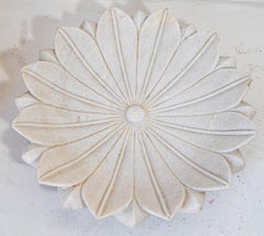White Marble Open Lotus Flower Shape Large Blow Hand-Carved in India Raj Mughal