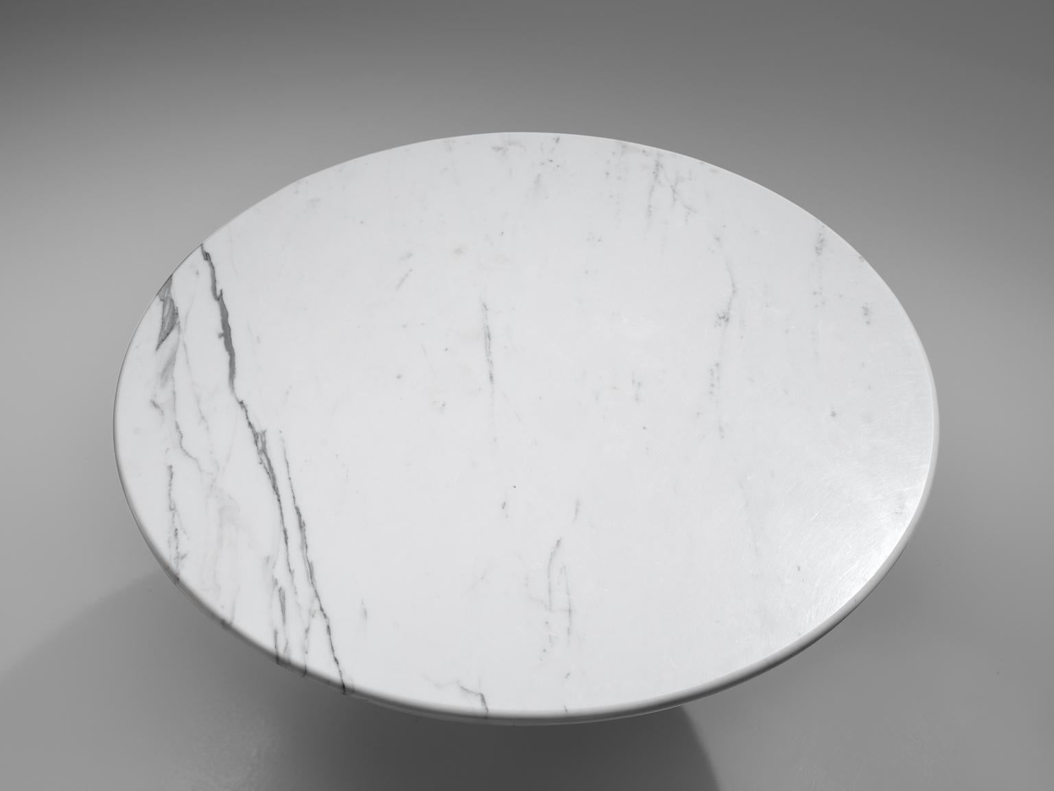 Italian White Marble Pedestal Dining Table