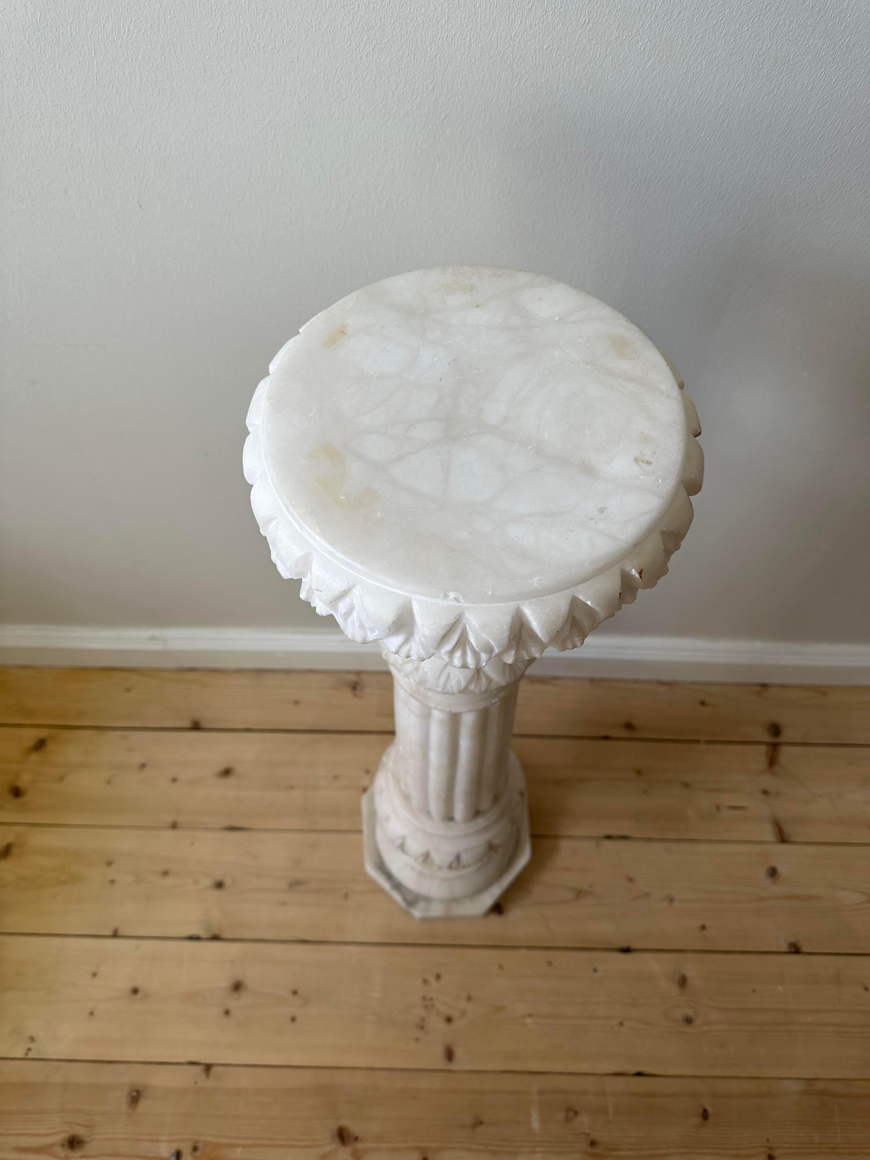 Mid-20th Century White marble pedestal 