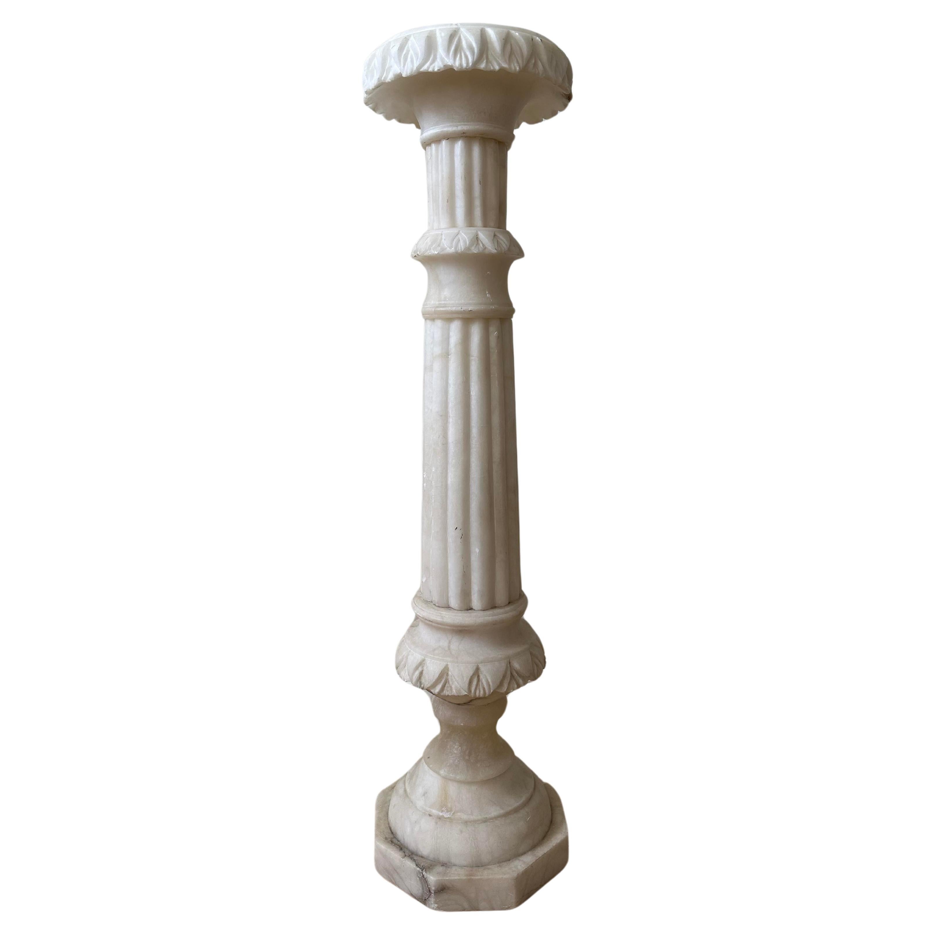 White marble pedestal  For Sale