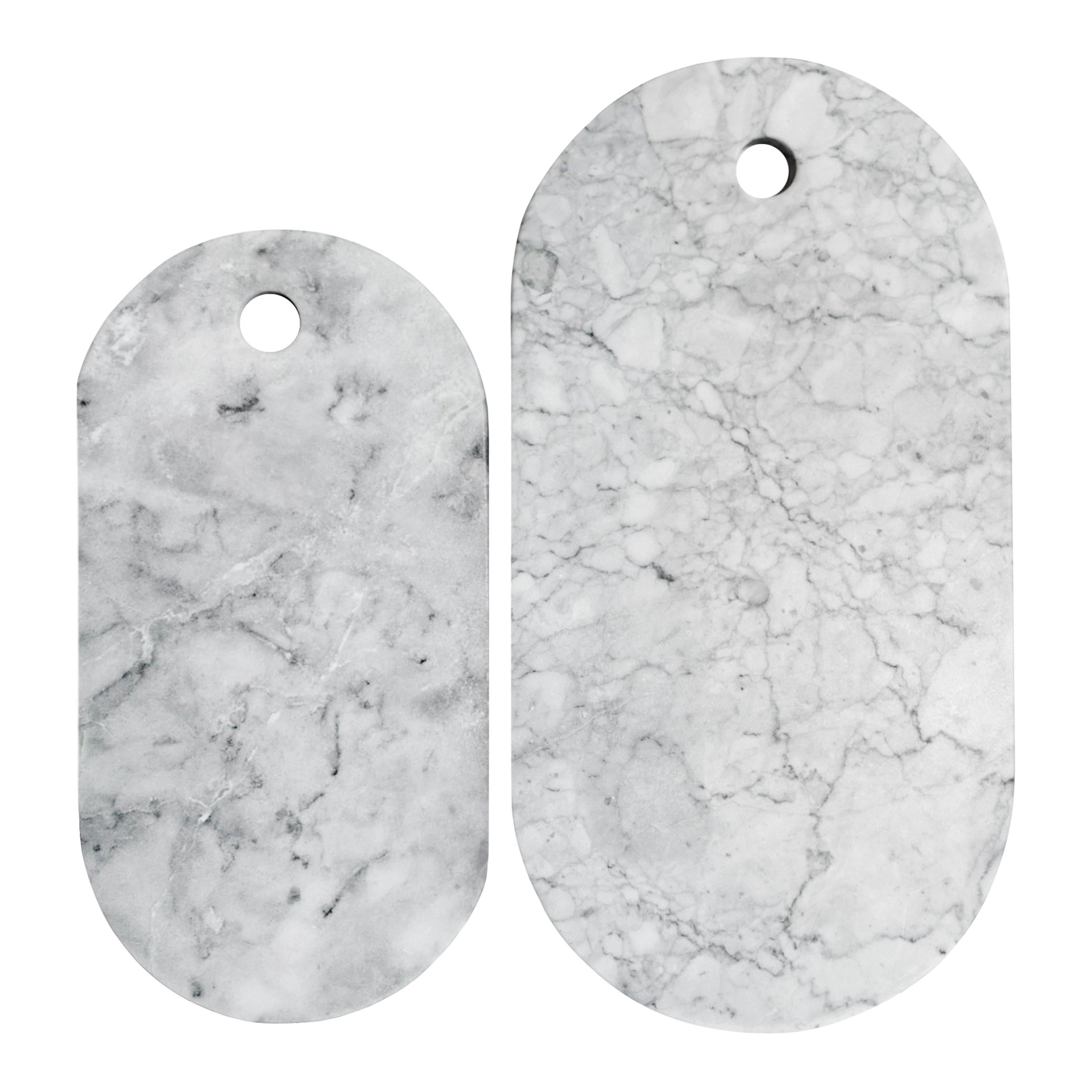 White Marble Elipse Cheese Boards Set