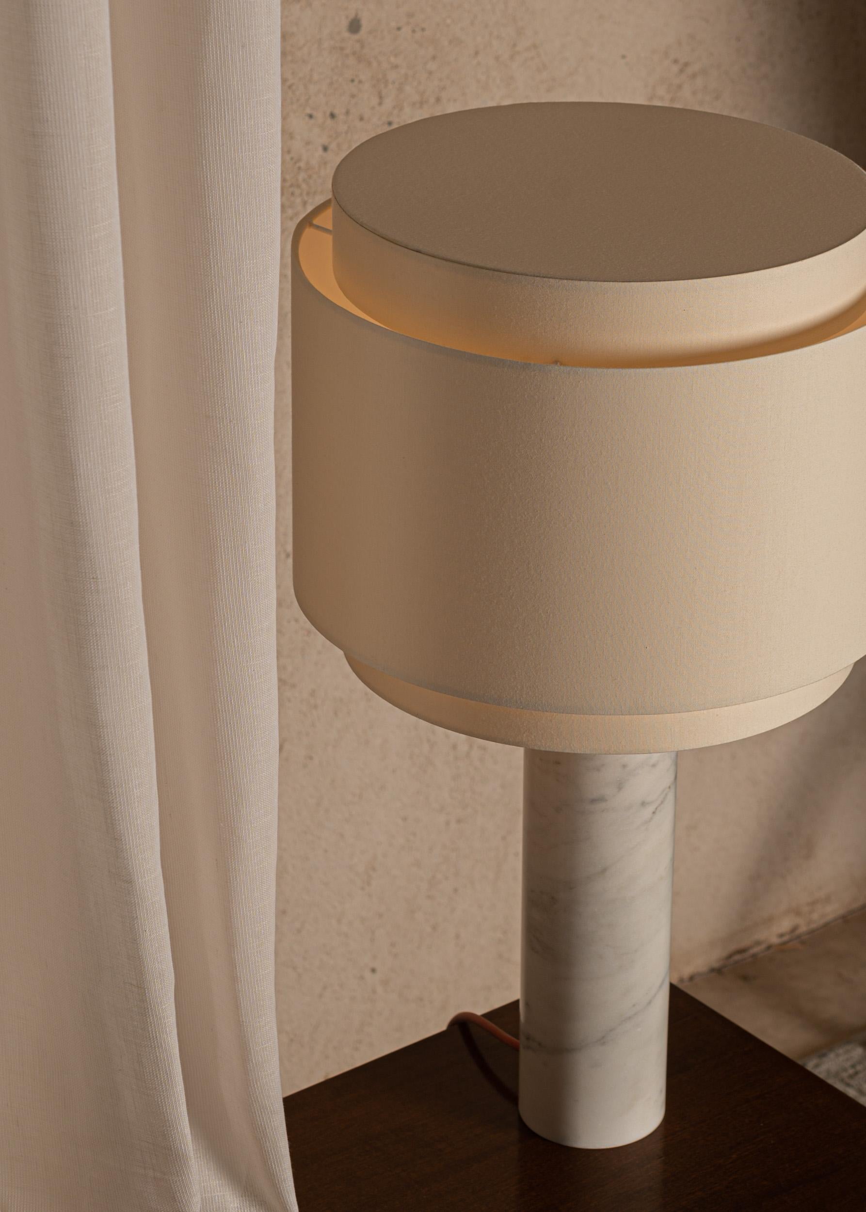 Post-Modern White Marble Pipo Duoble Table Lamp by Simone & Marcel For Sale