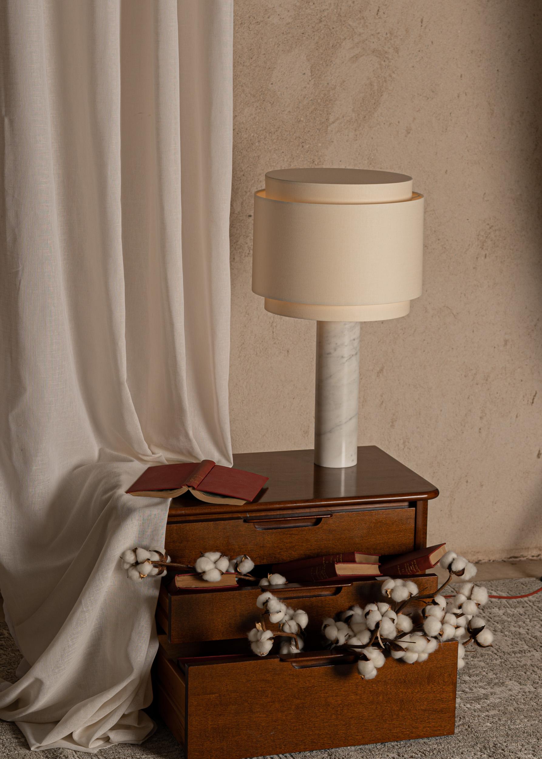 Other White Marble Pipo Duoble Table Lamp by Simone & Marcel For Sale