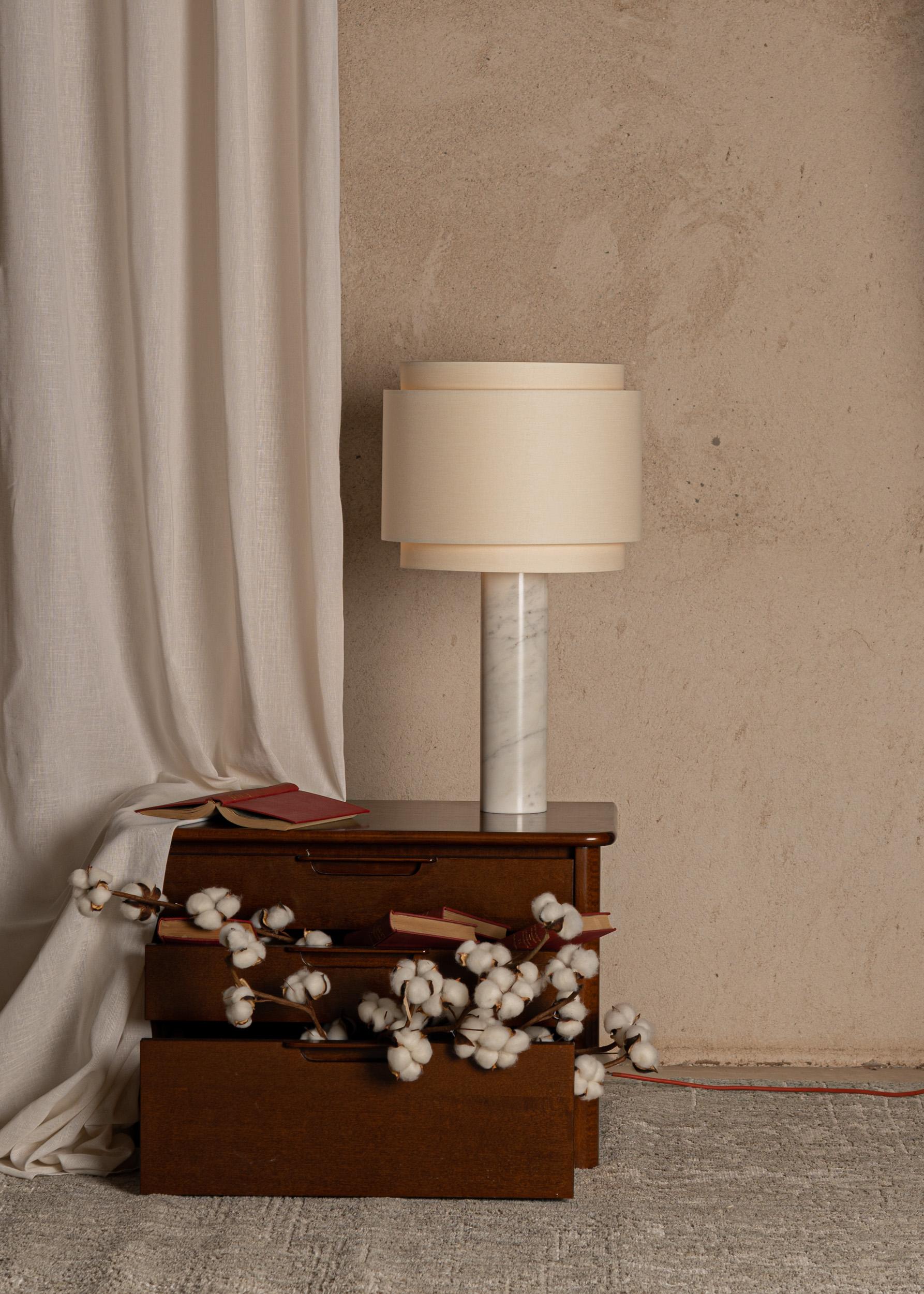 White Marble Pipo Duoble Table Lamp by Simone & Marcel In New Condition For Sale In Geneve, CH