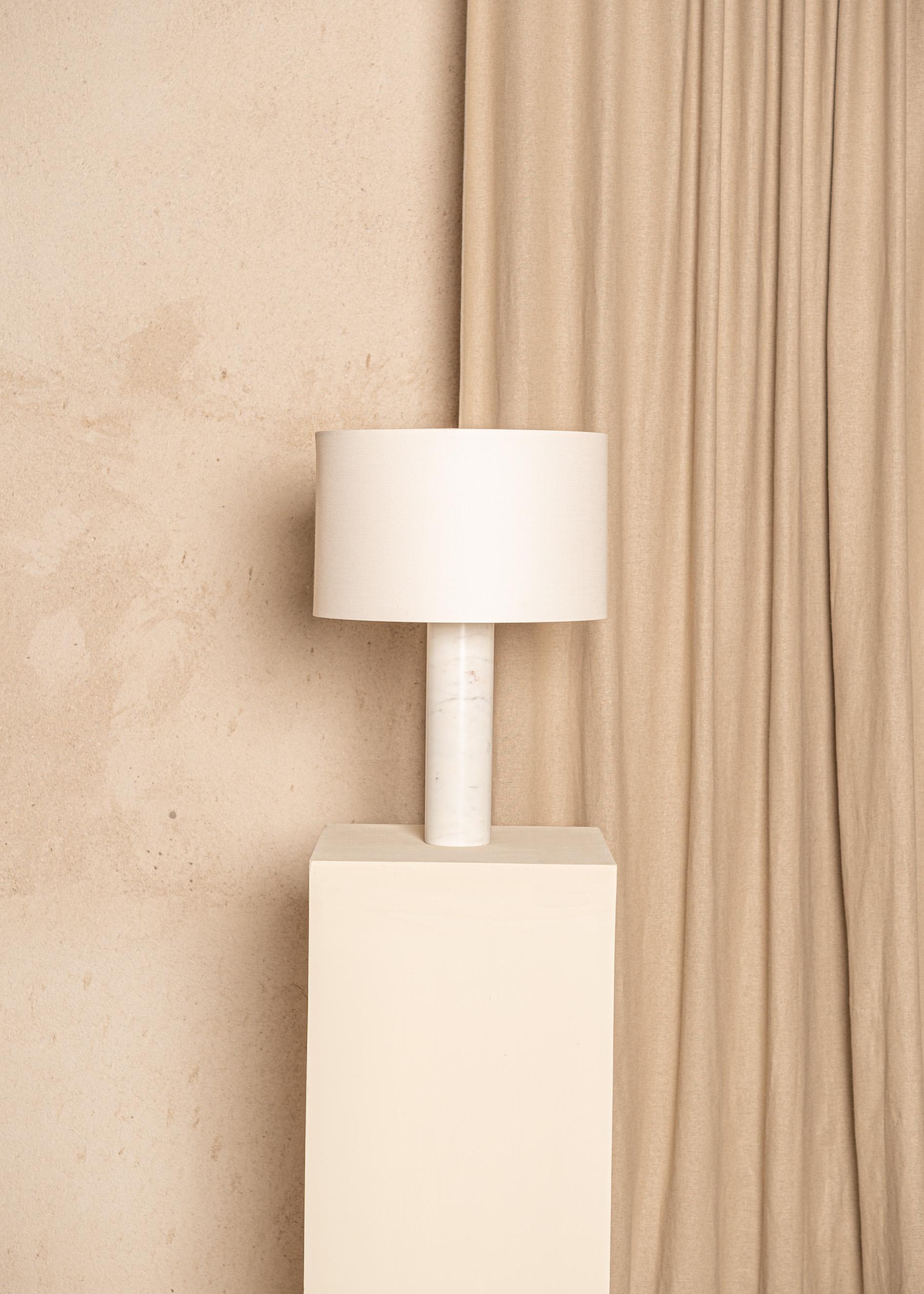 Post-Modern White Marble Pipo Table Lamp by Simone & Marcel For Sale