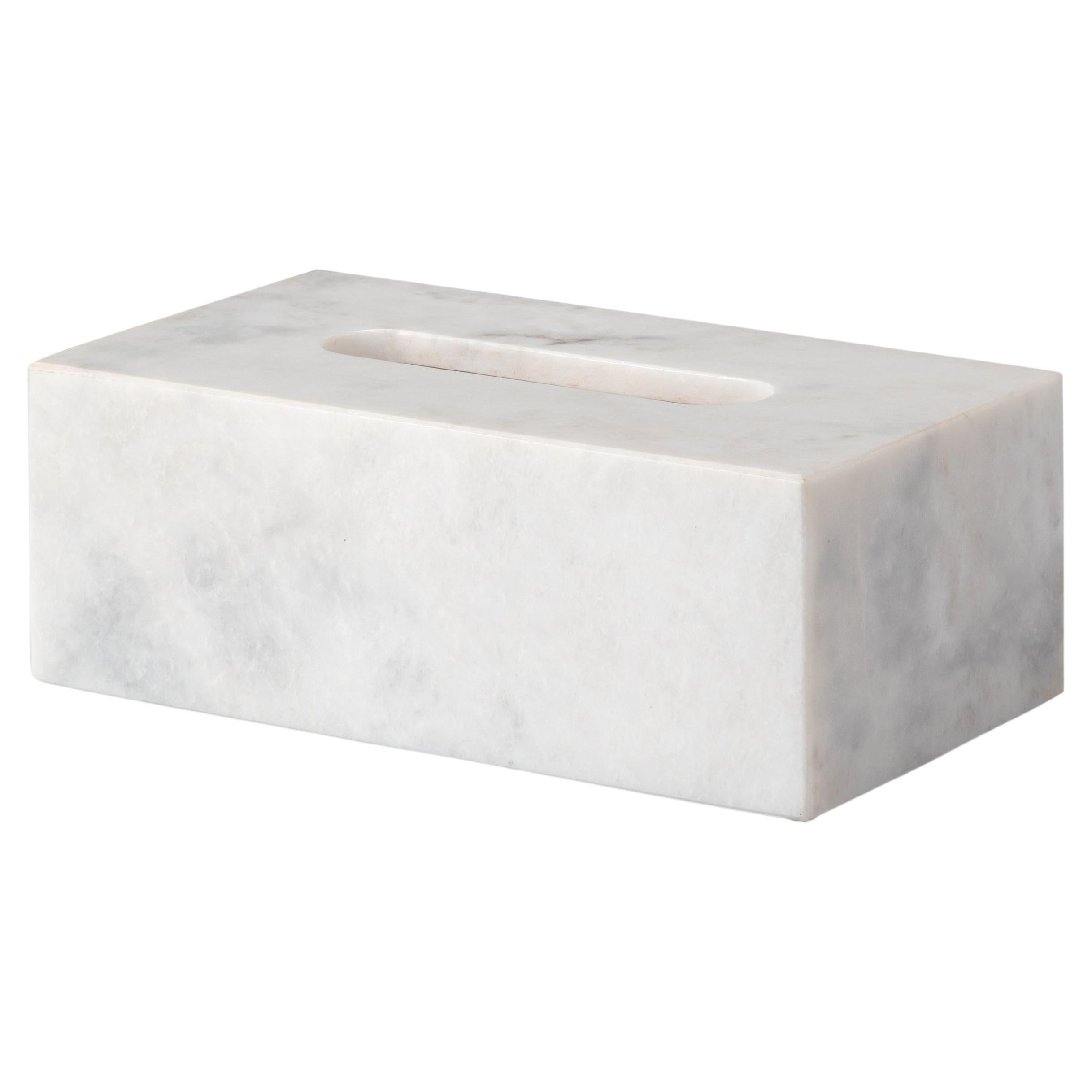 Boîte à mouchoirs rectangulaire en marbre blanc