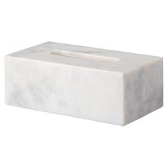 Caja de pañuelos rectangular de mármol blanco