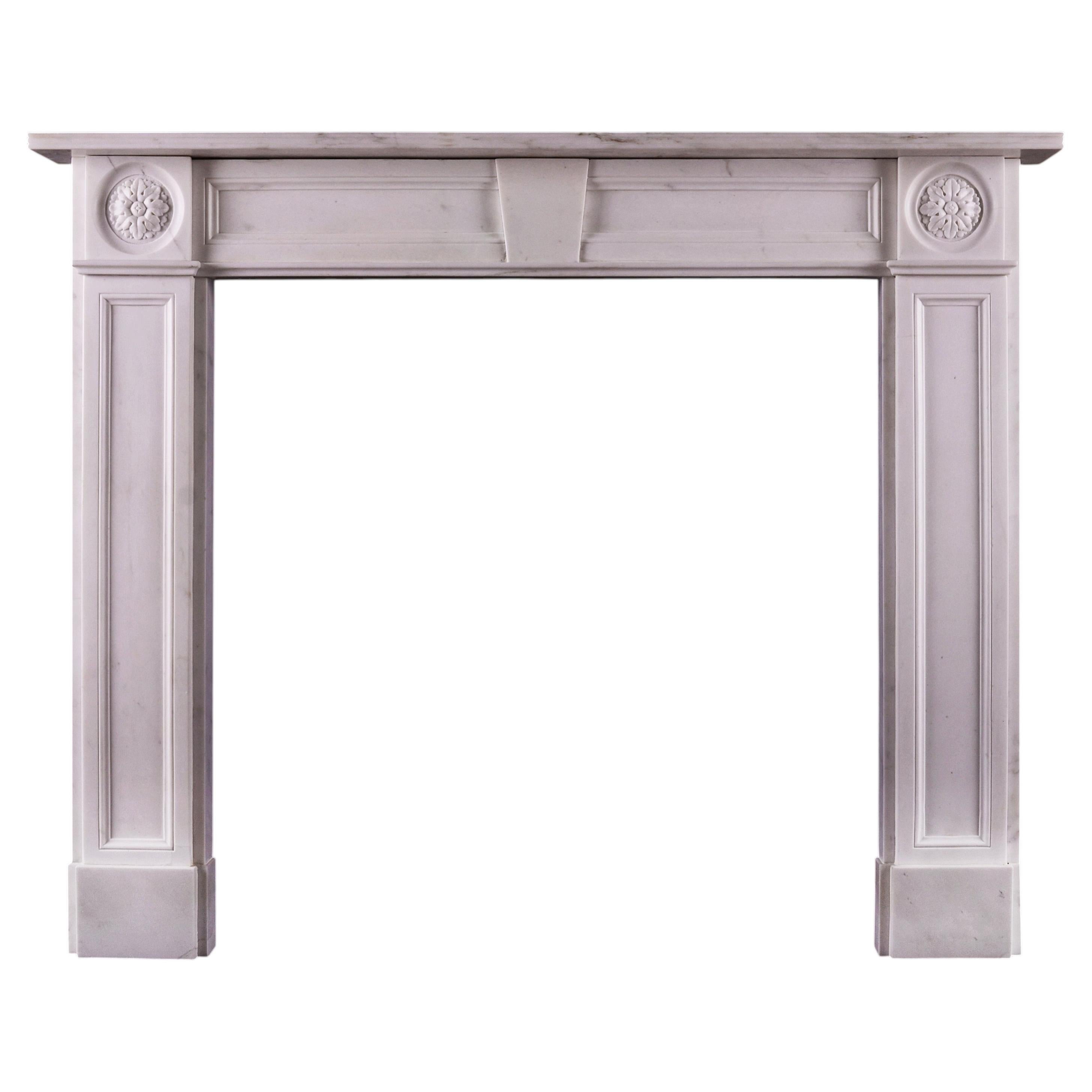White Marble Regency Fireplace, Early 20th Century, English Design For Sale