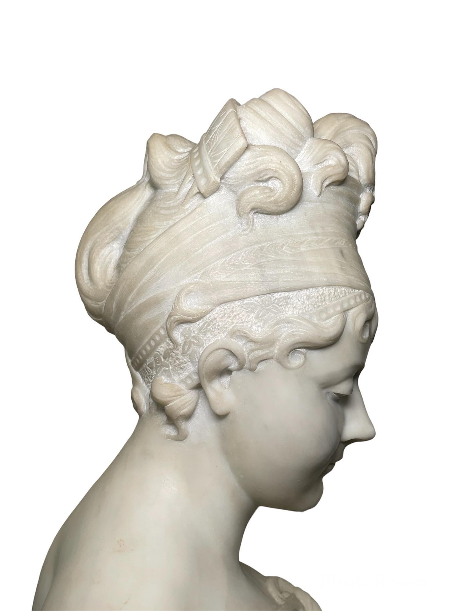 White Marble Sculpture/Bust of Madame Recamier  For Sale 3