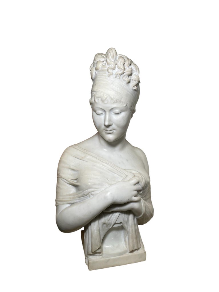 White Marble Sculpture/Bust of Madame Recamier For Sale at 1stDibs