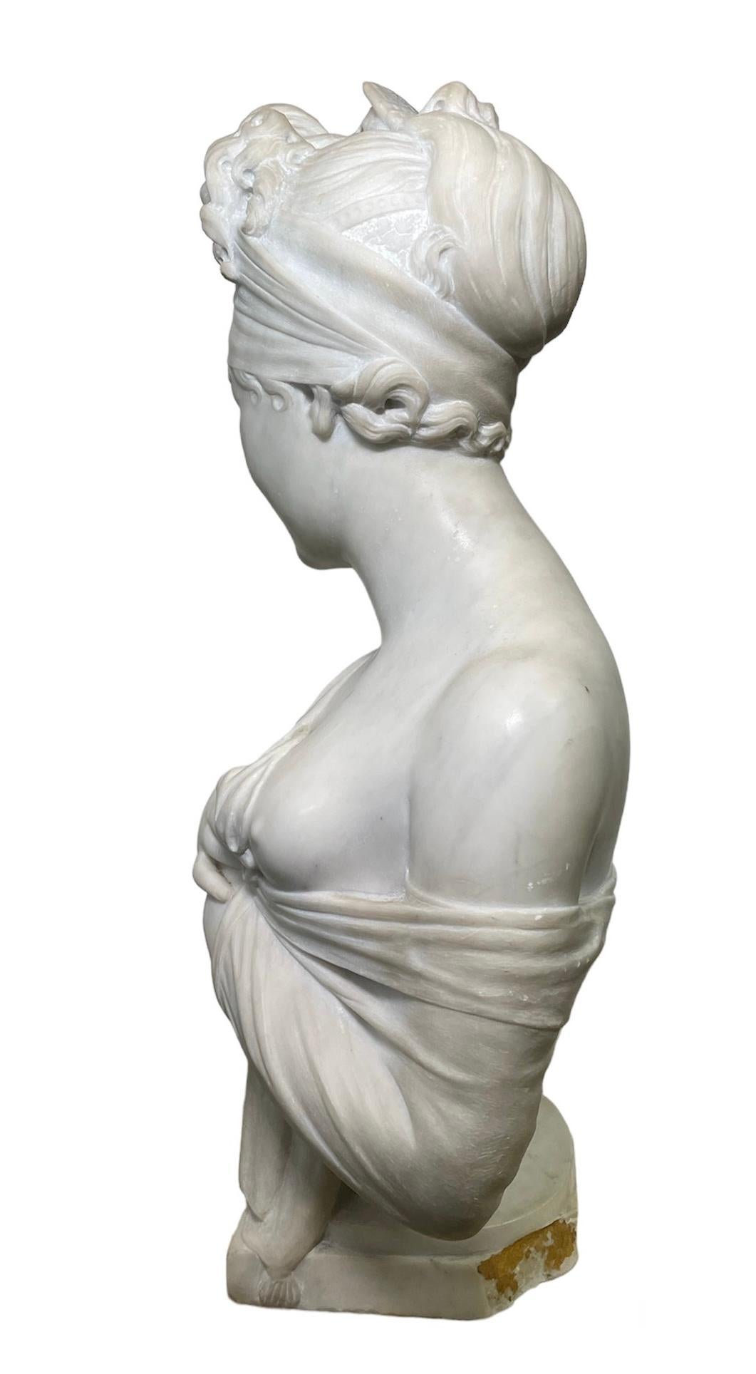 Neoclassical White Marble Sculpture/Bust of Madame Recamier  For Sale