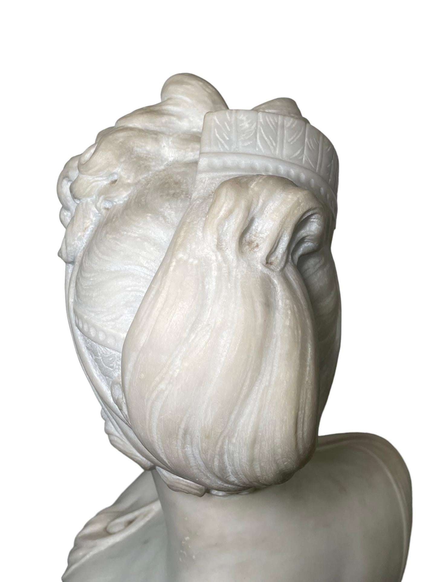 Hand-Carved White Marble Sculpture/Bust of Madame Recamier  For Sale