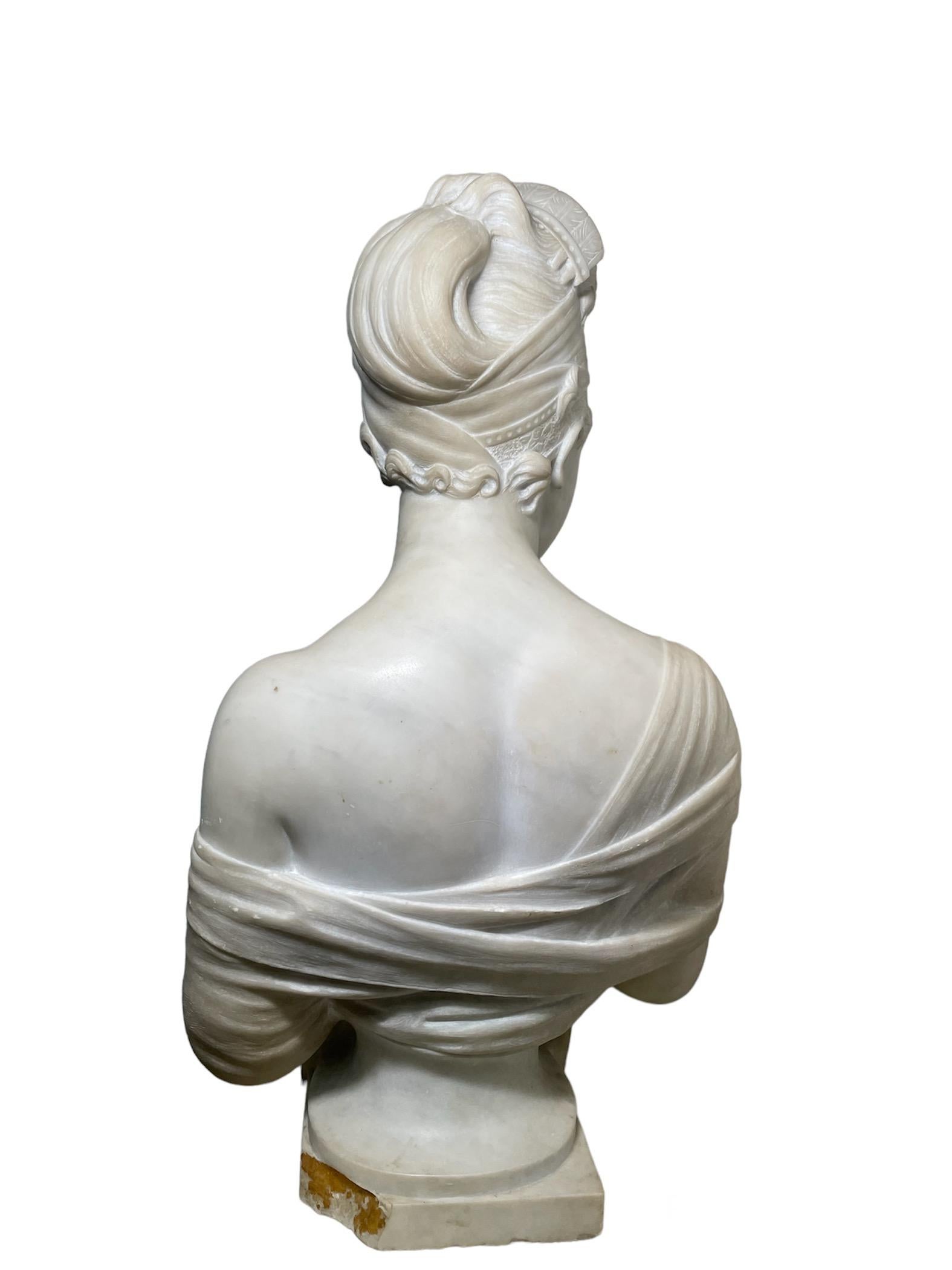 20th Century White Marble Sculpture/Bust of Madame Recamier  For Sale