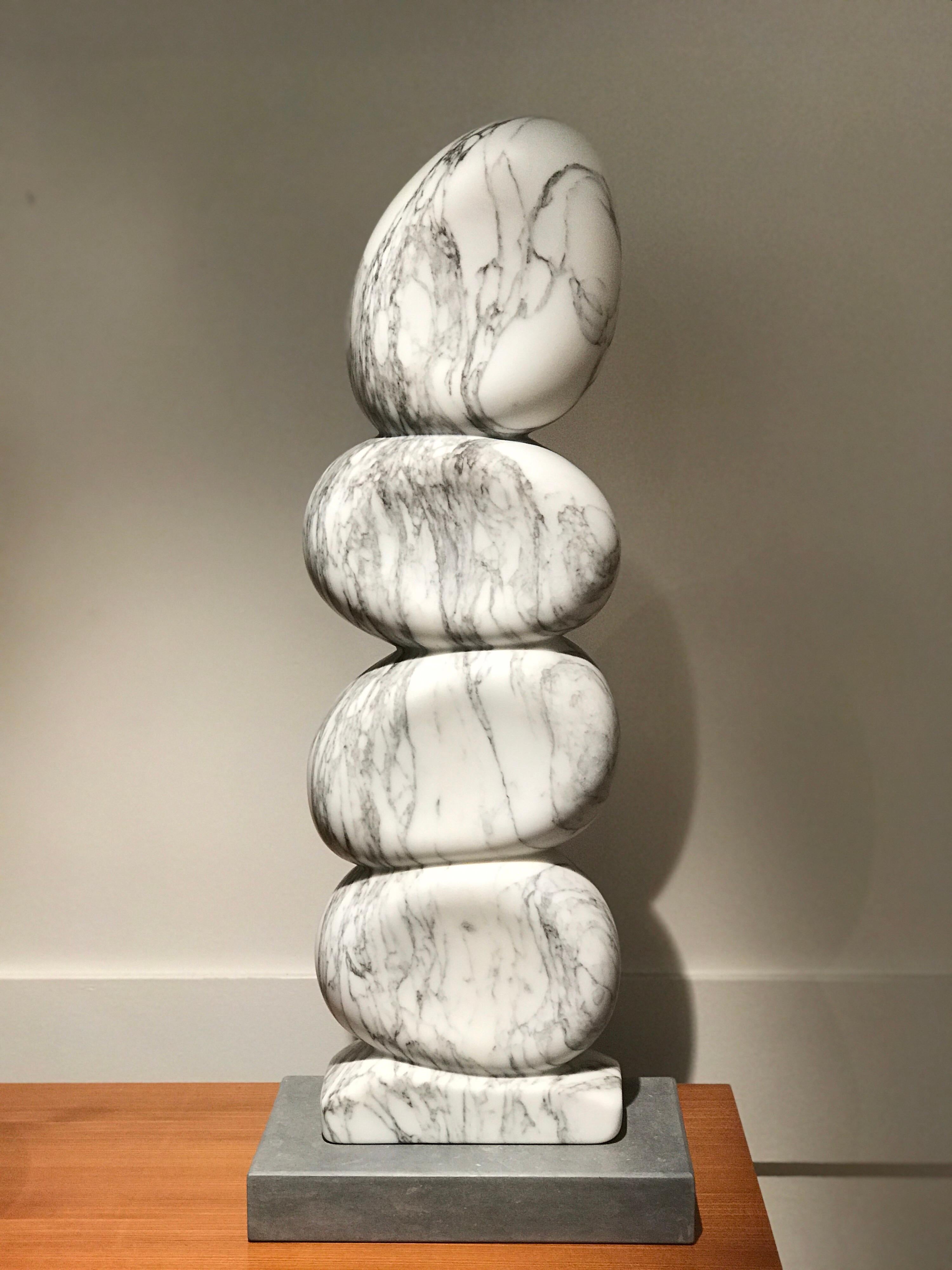 Mid-Century Modern White Marble Sculpture by Jean Frederic Bourdier