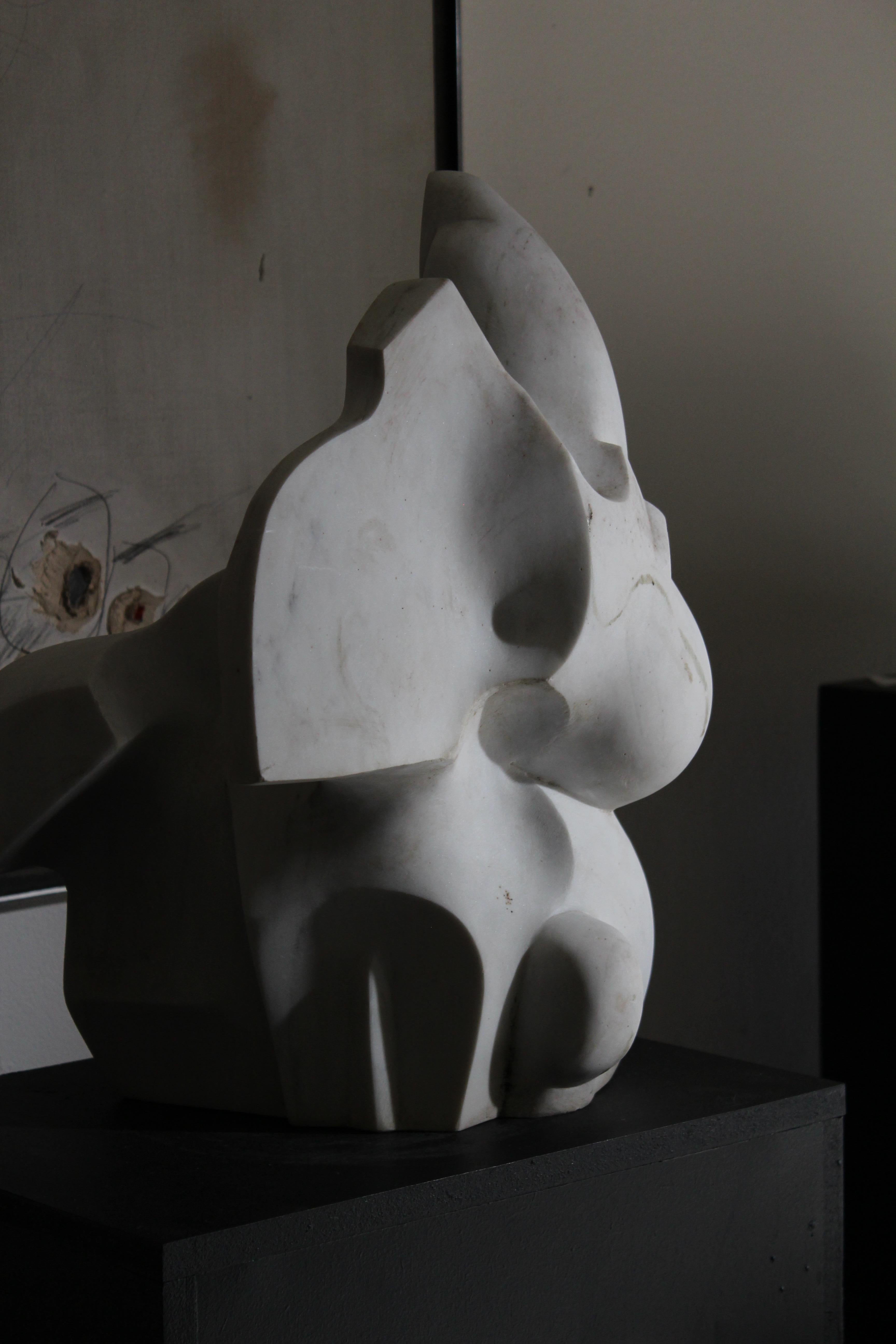 Skulptur aus weißem Marmor von Pol Spilliaert (1935-2023) im Angebot 4