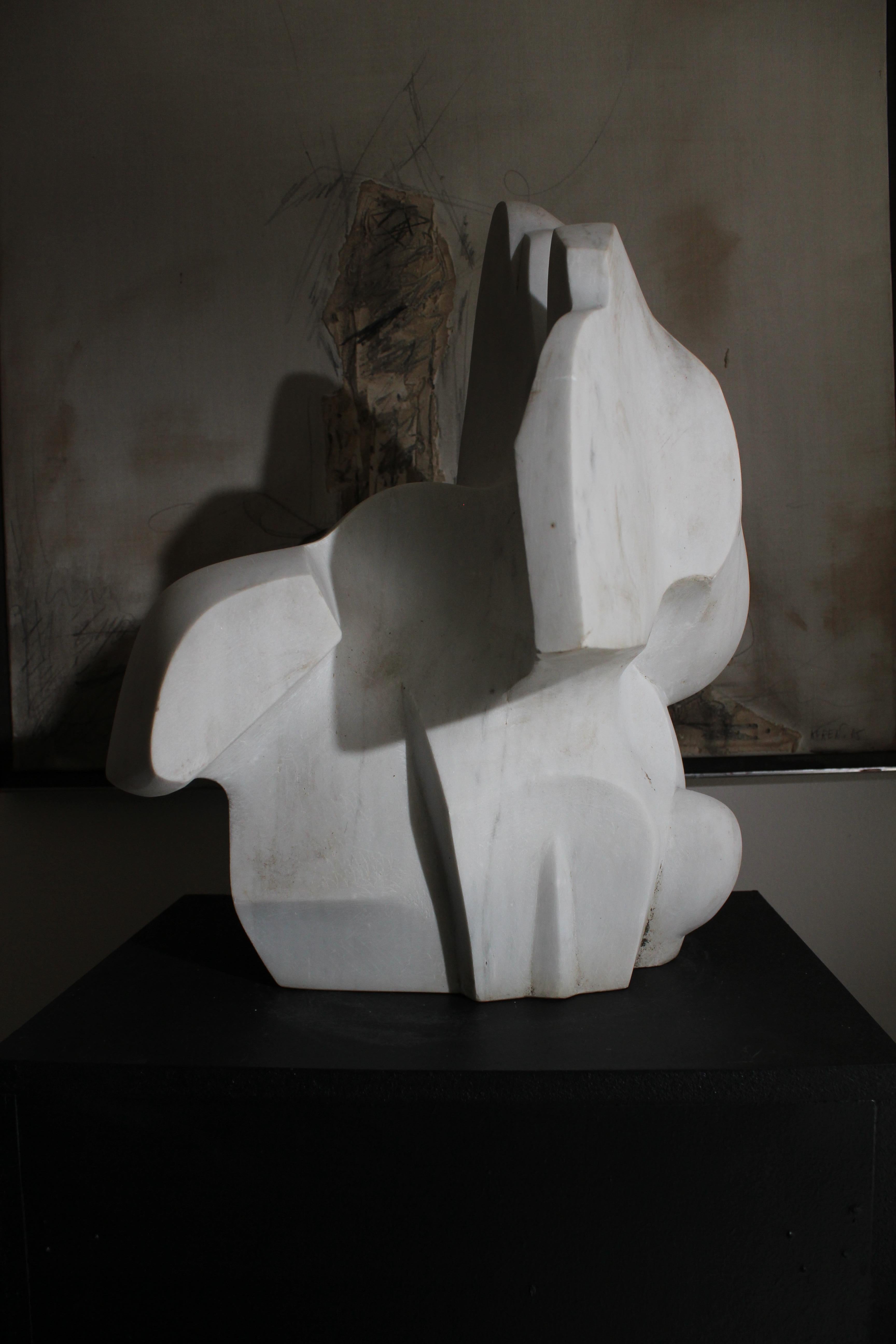 Skulptur aus weißem Marmor von Pol Spilliaert (1935-2023) im Angebot 7