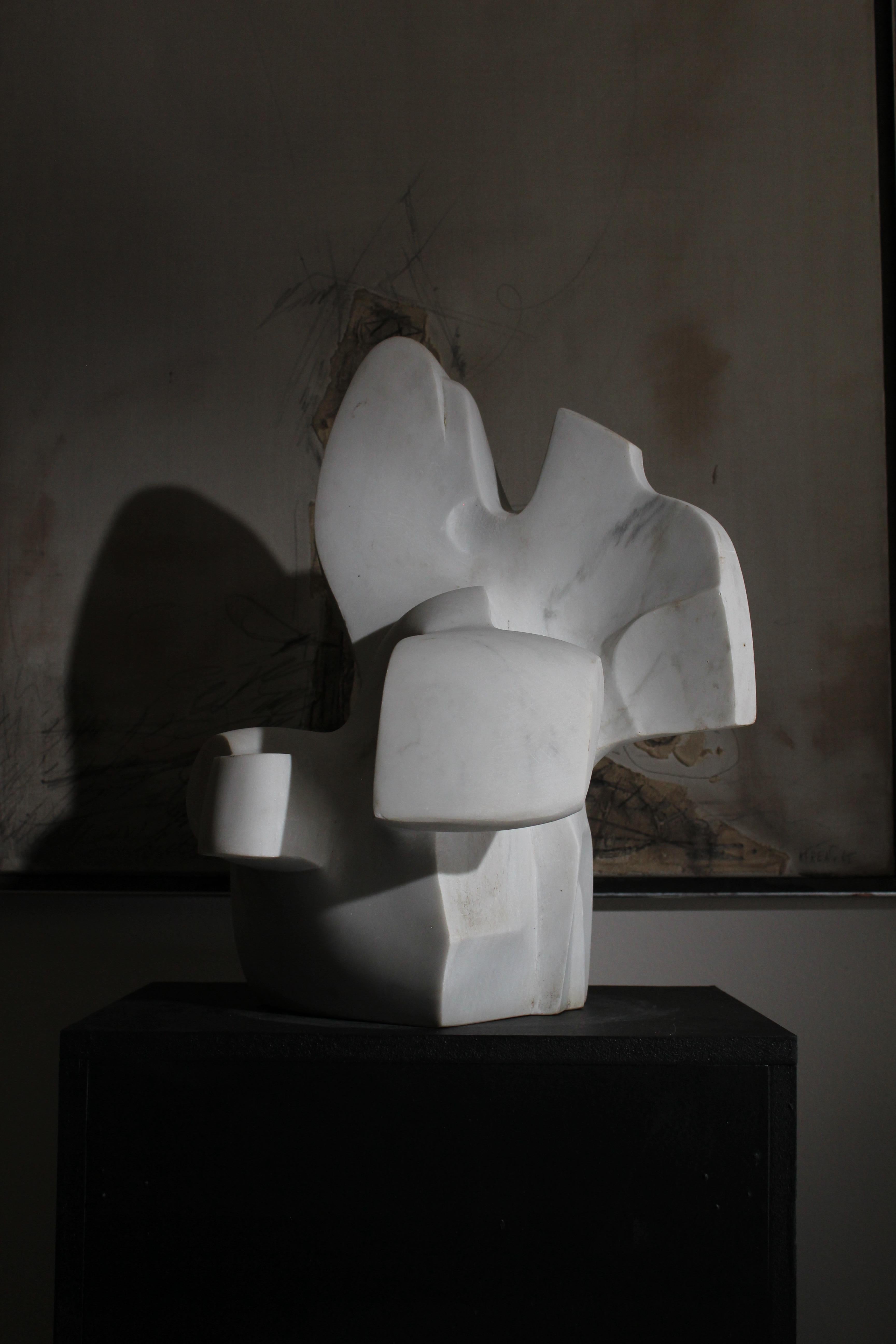 Skulptur aus weißem Marmor von Pol Spilliaert (1935-2023) (Belgisch) im Angebot