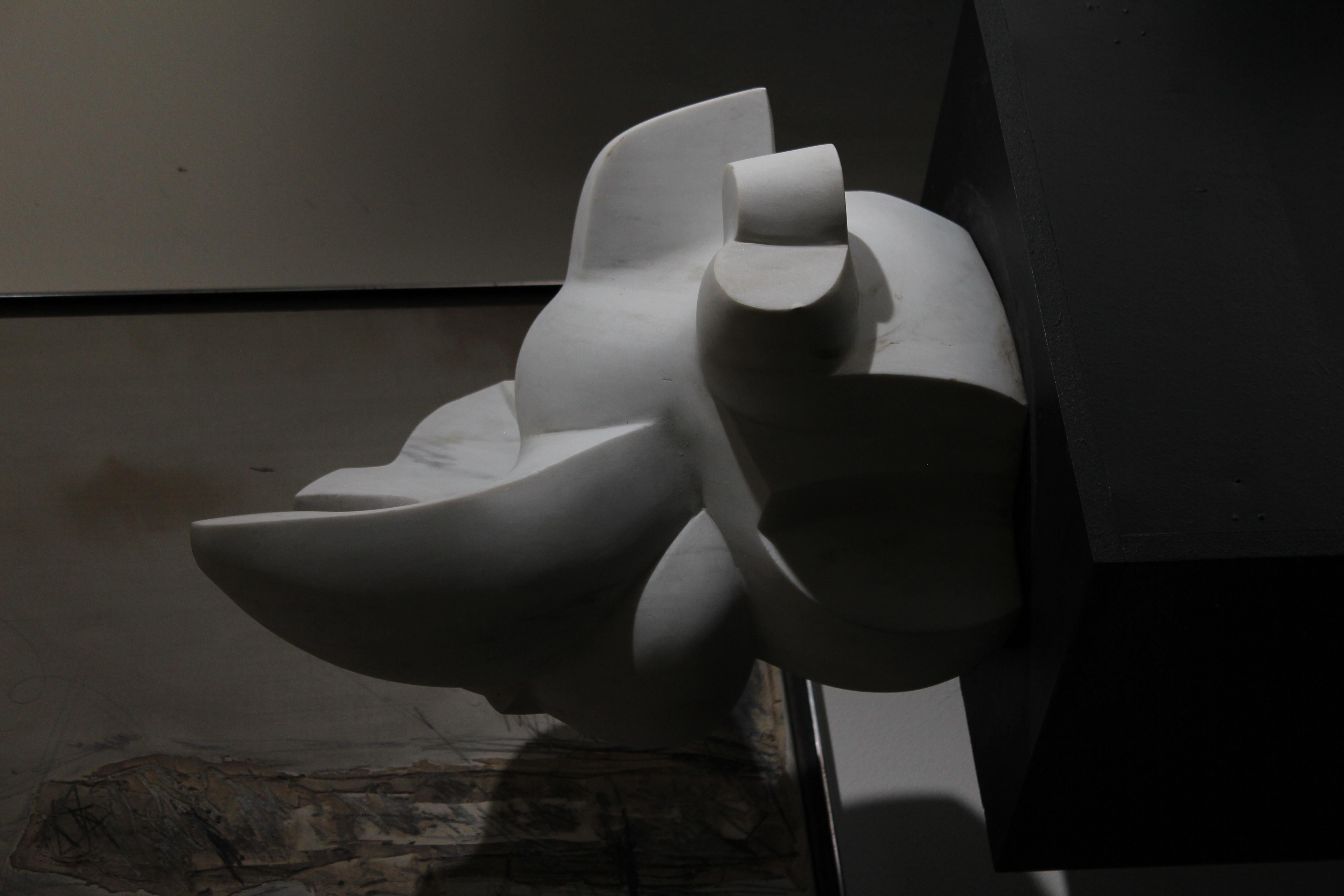 Mid-20th Century White marble sculpture by Pol Spilliaert (1935-2023) For Sale