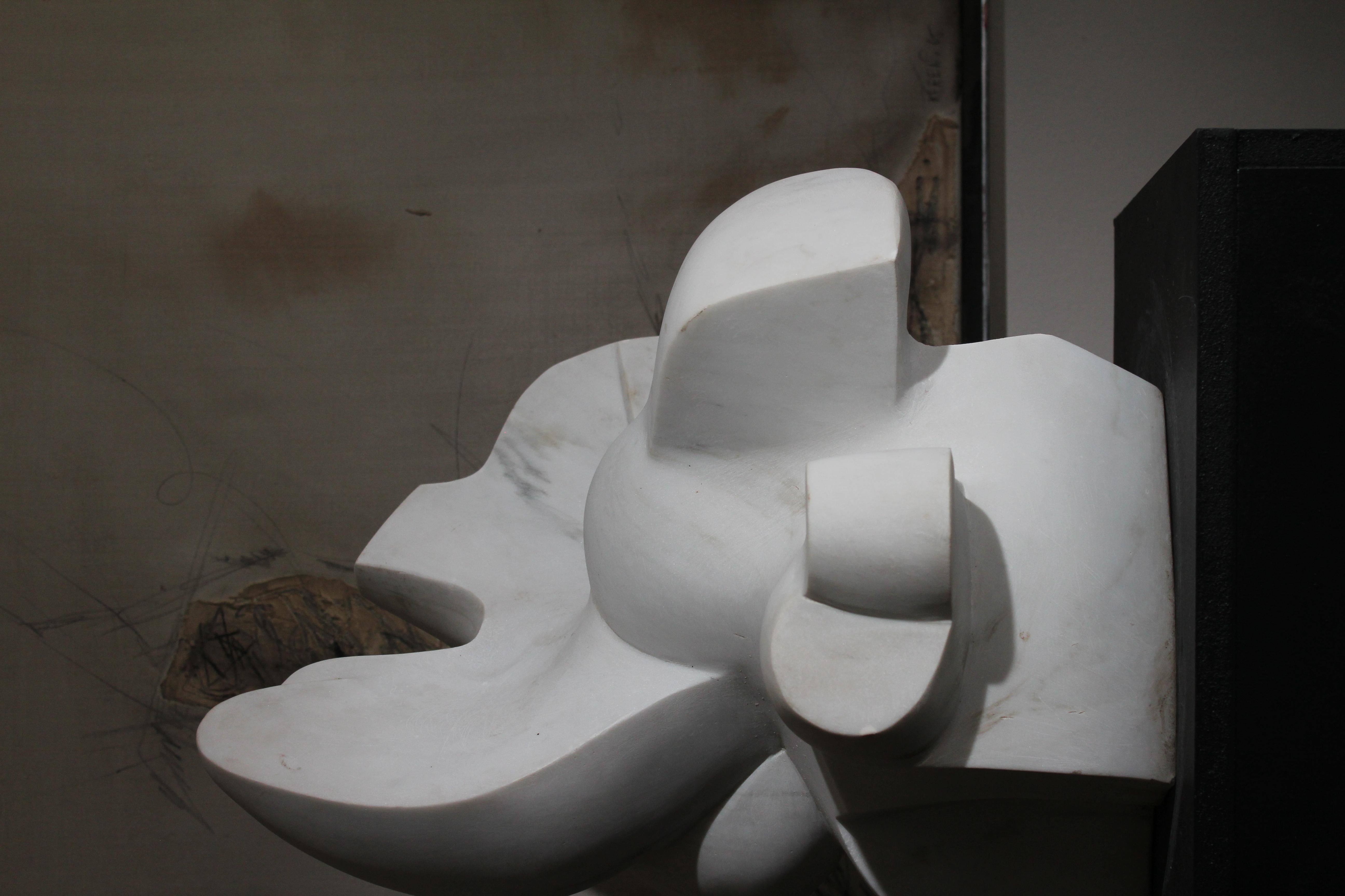 Marble White marble sculpture by Pol Spilliaert (1935-2023) For Sale