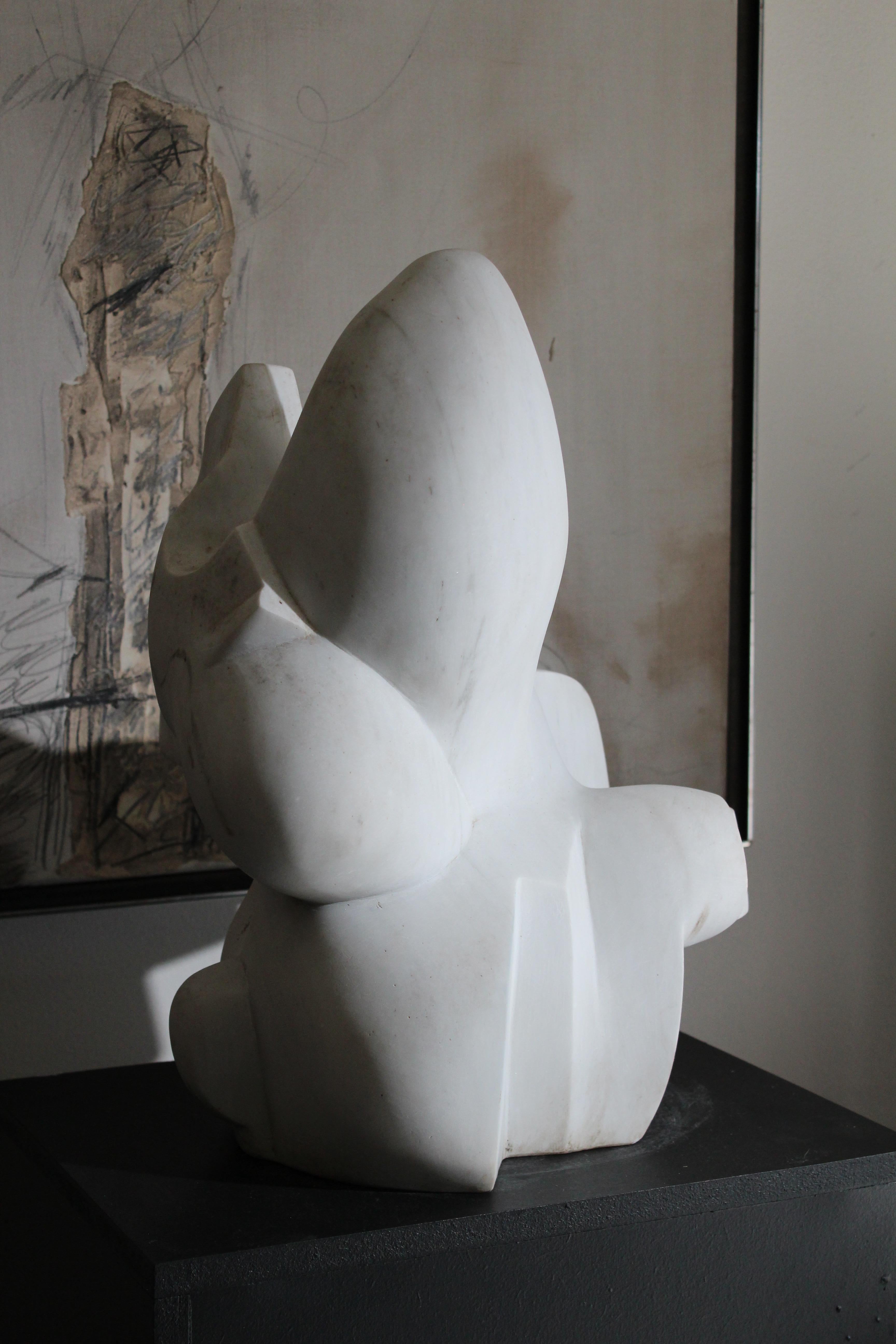 Skulptur aus weißem Marmor von Pol Spilliaert (1935-2023) im Angebot 3