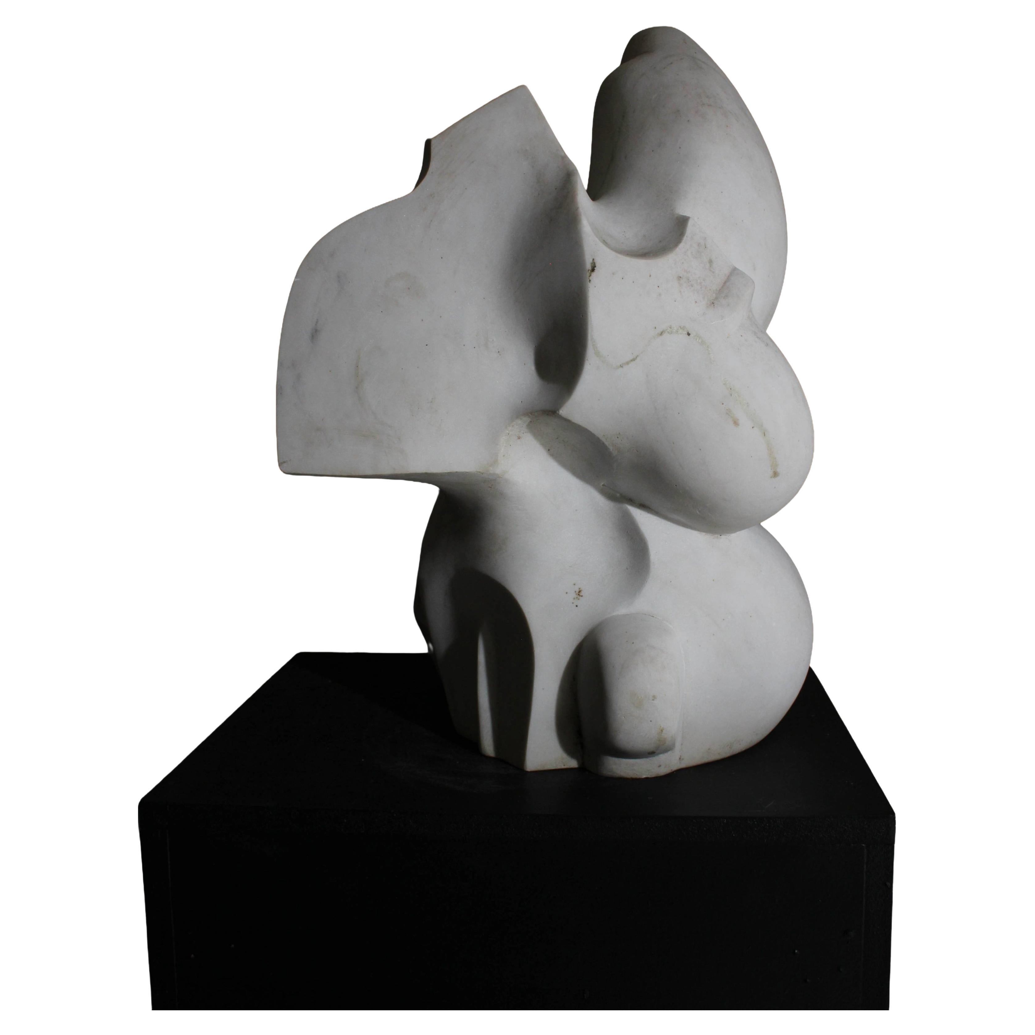 White marble sculpture by Pol Spilliaert (1935-2023) For Sale