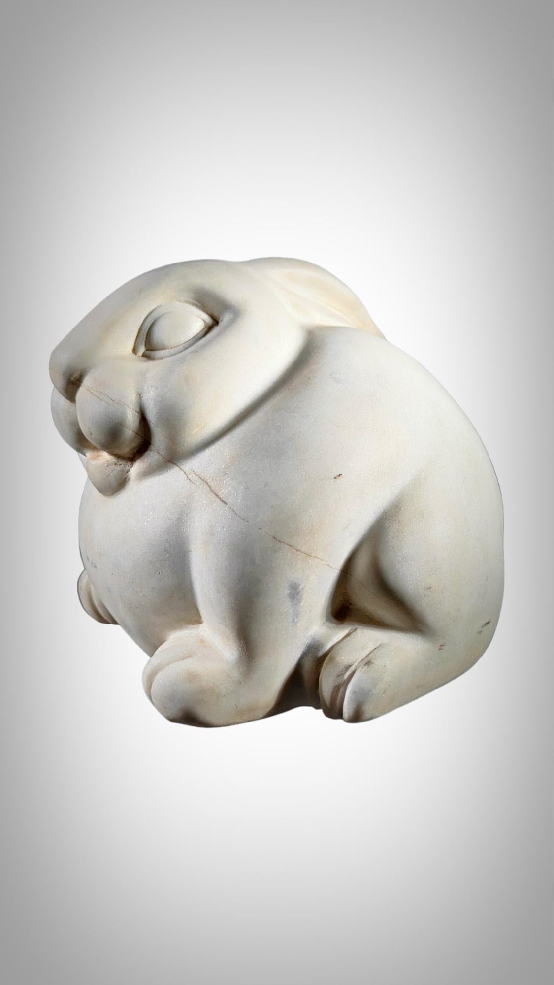 White marble sculpture of a hare Firenze 1840
Decorative sculpture from 1840 by PIetro Freccia (1814-1856) in Firenze. It is made of white Carrara marble. The sculpture is reminiscent of Botero. Measurements: 23x32x30 cm. Good condition in general.