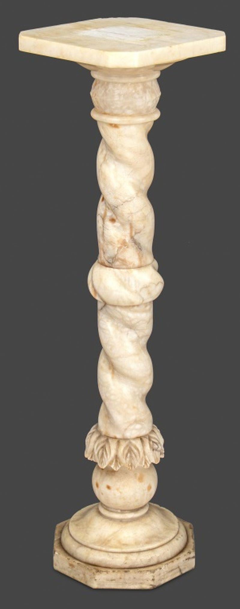 Neoclassical White Marble Spiral Pedestal Base For Sale