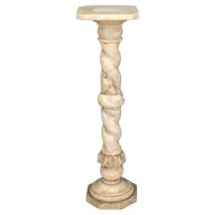 White Marble Spiral Pedestal Base